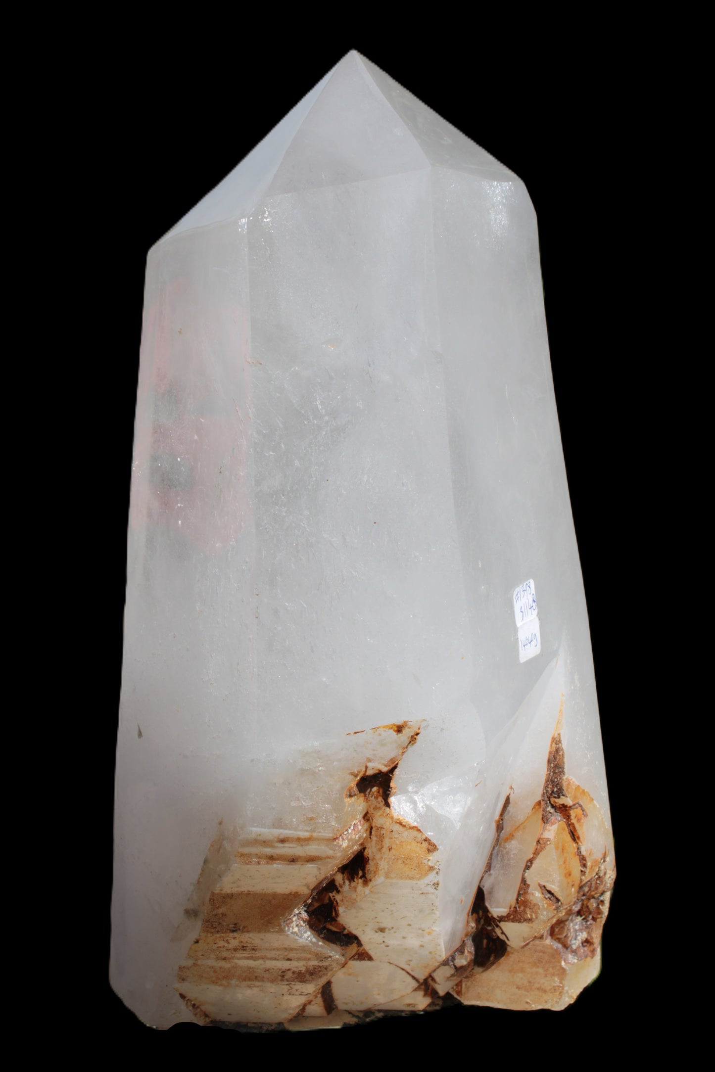 Clear White Quartz obelisk 14040g in sunlight
