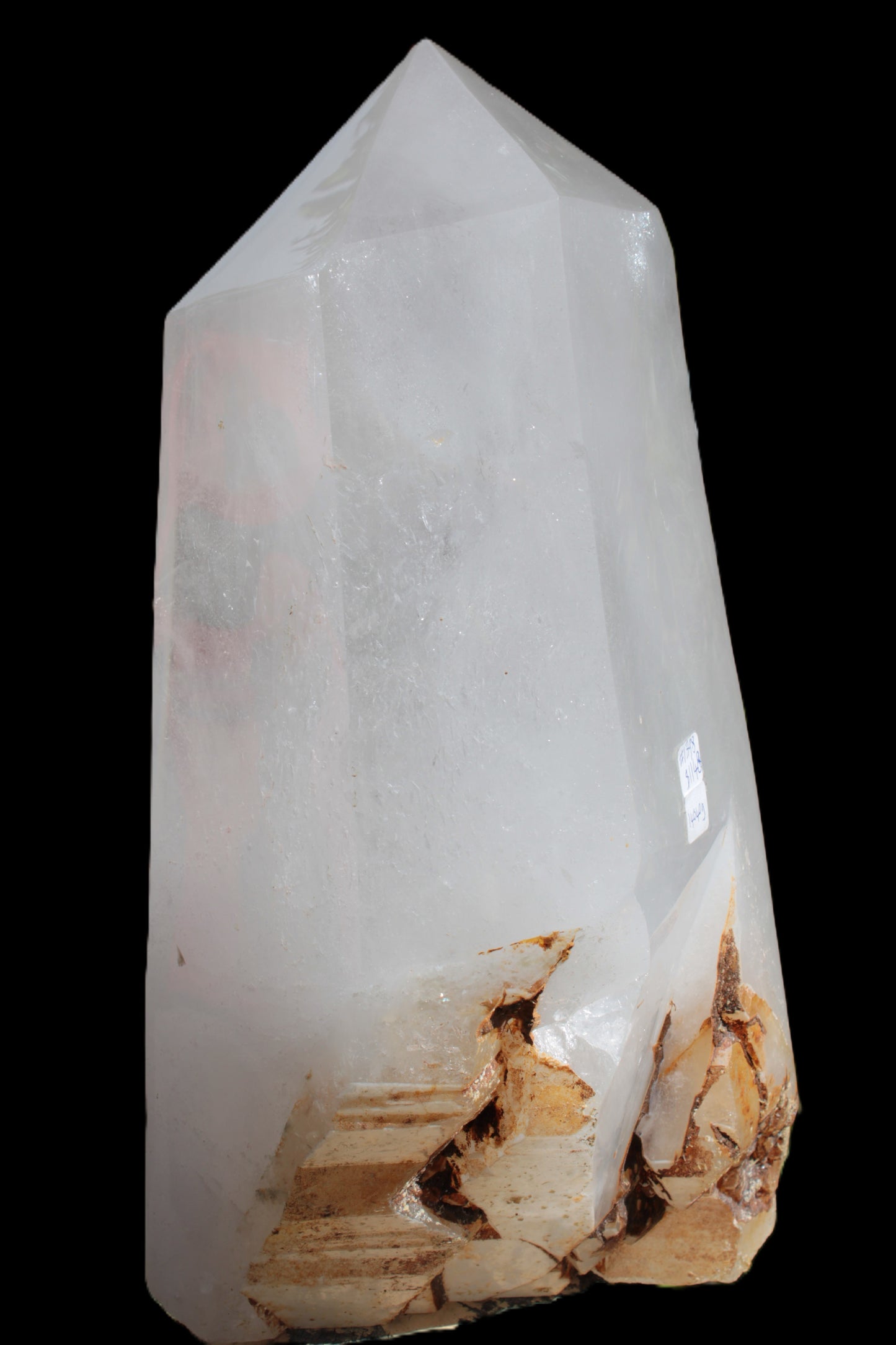 Clear White Quartz obelisk 14040g in sunlight