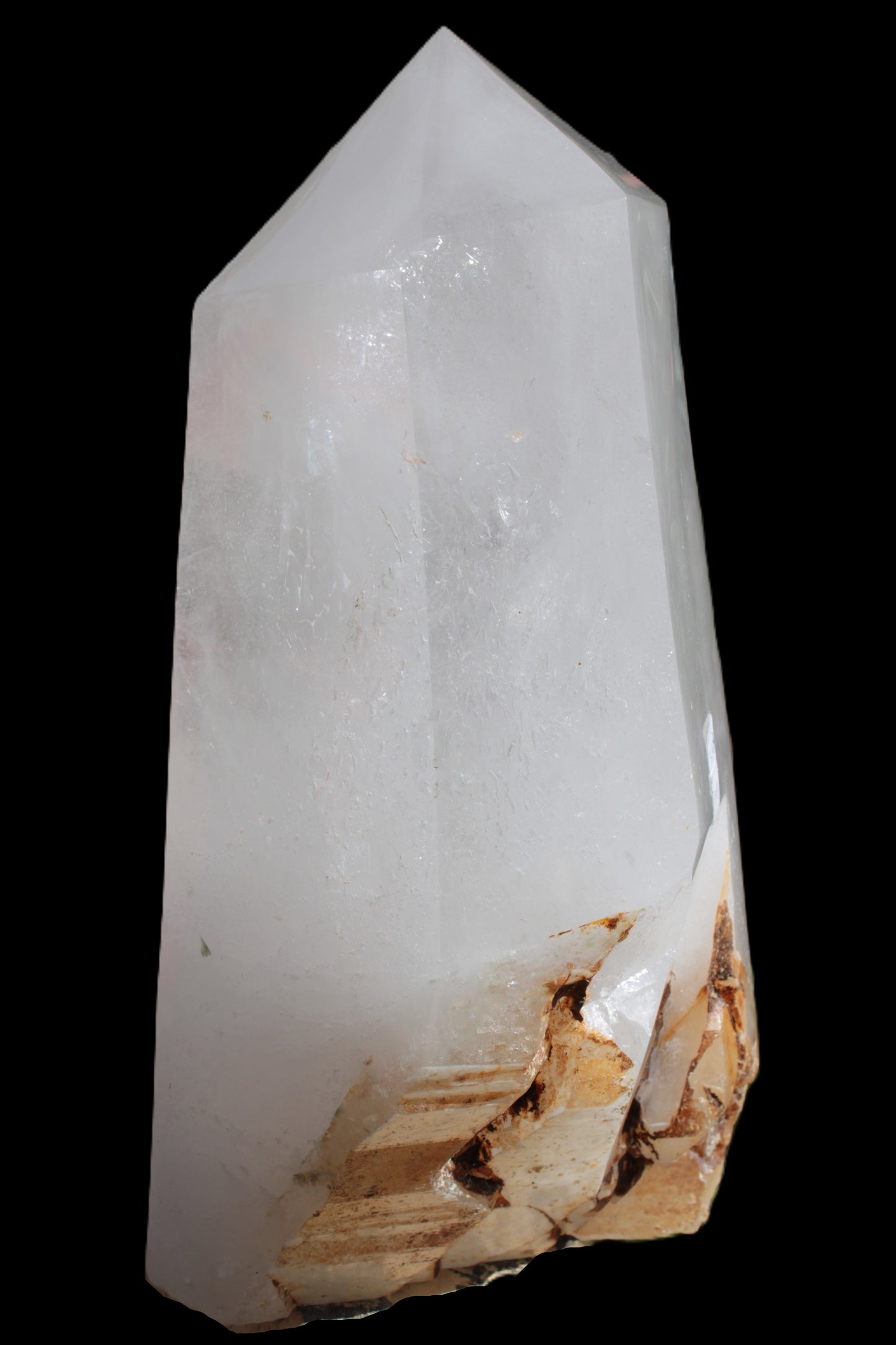 Clear White Quartz obelisk 14040g in sunlight