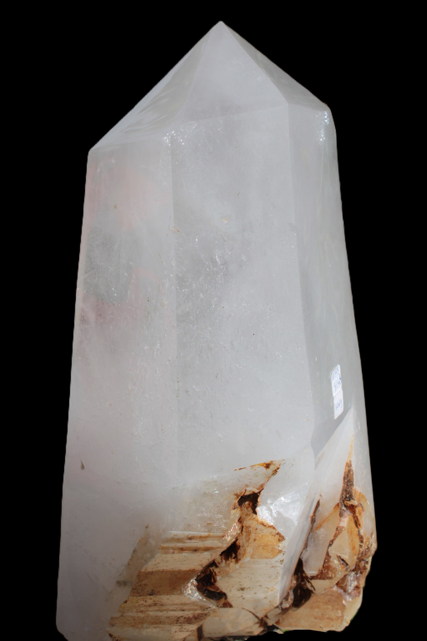 Clear White Quartz obelisk 14040g in sunlight