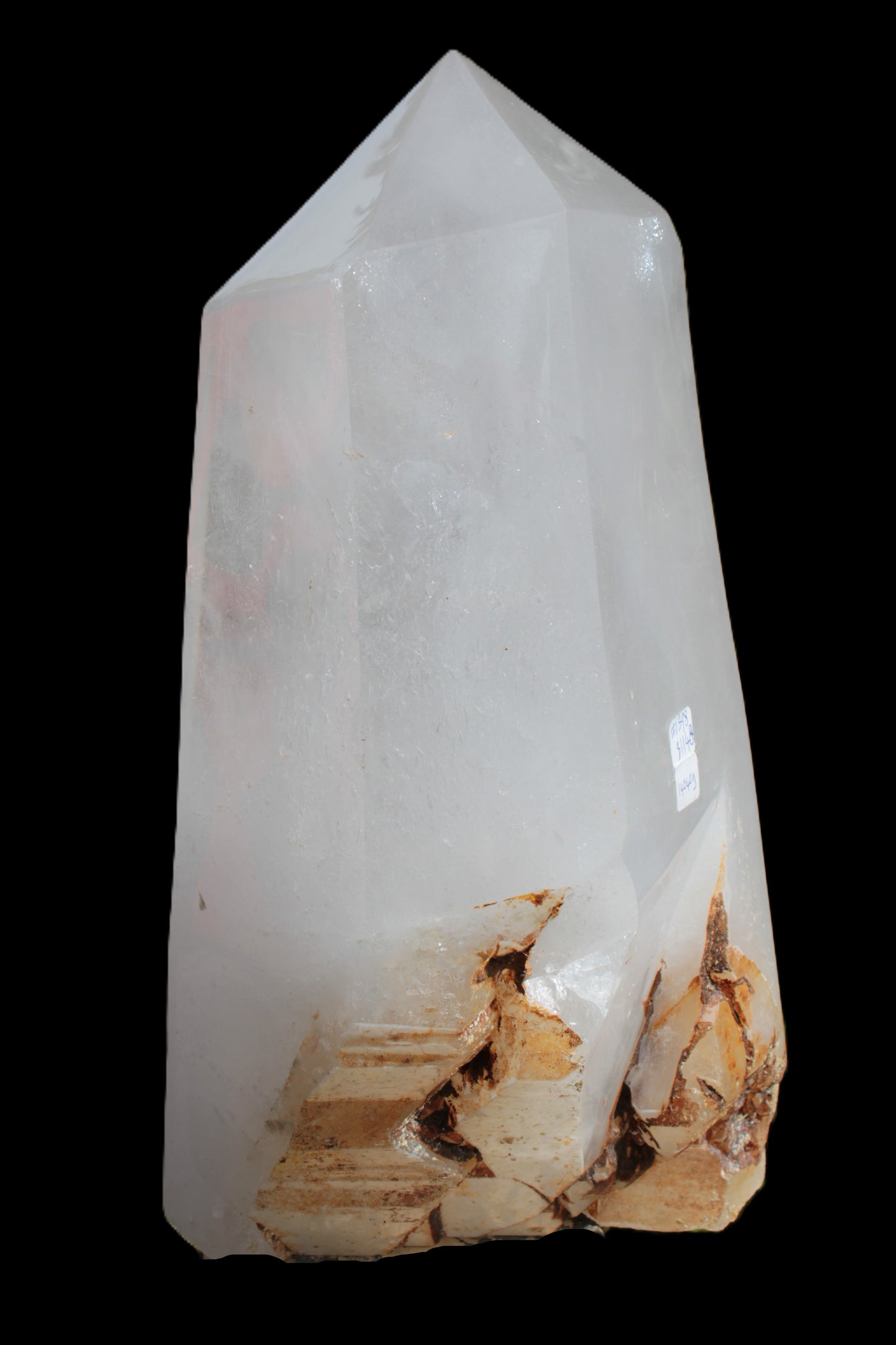 Clear White Quartz obelisk 14040g in sunlight