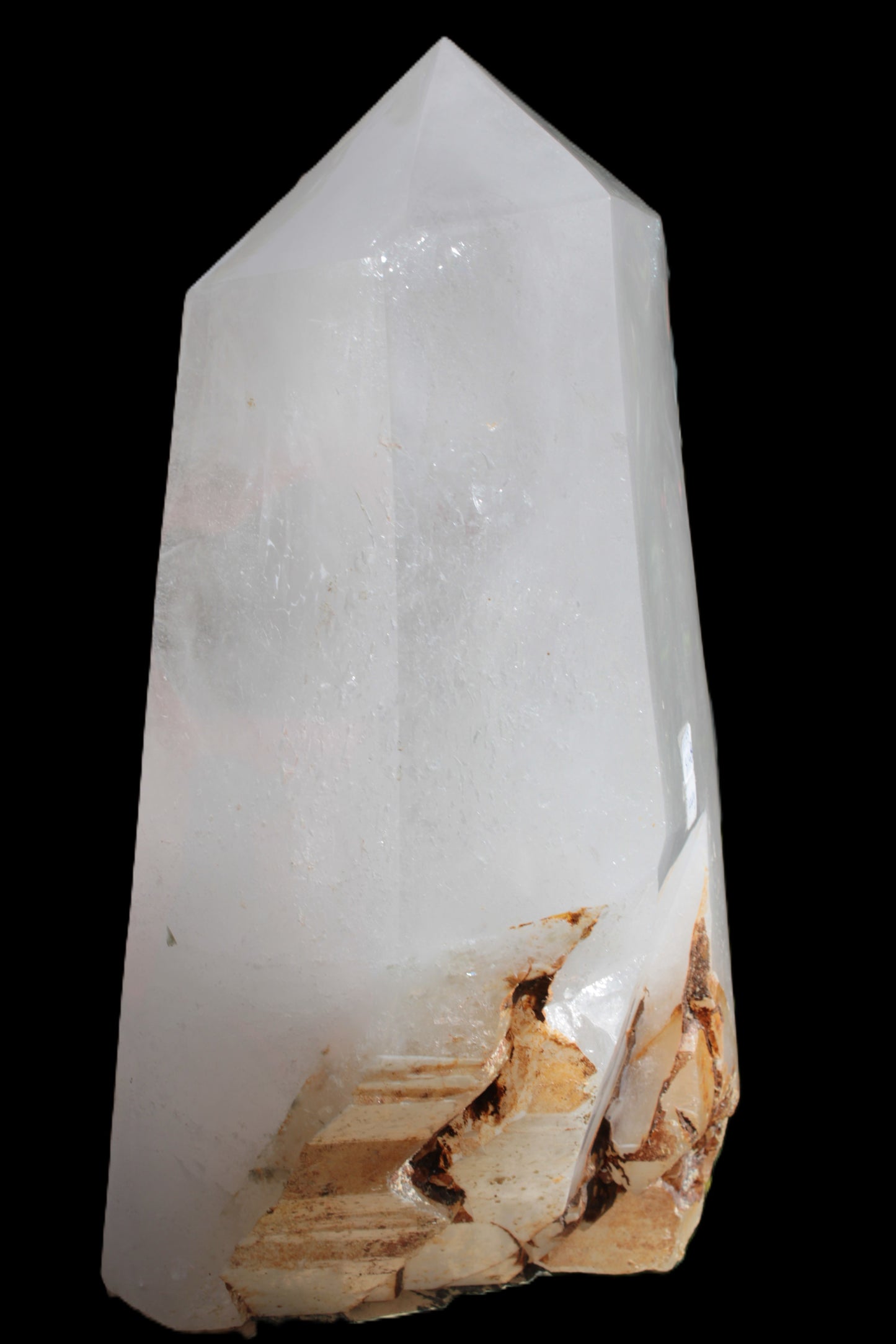 Clear White Quartz obelisk 14040g in sunlight