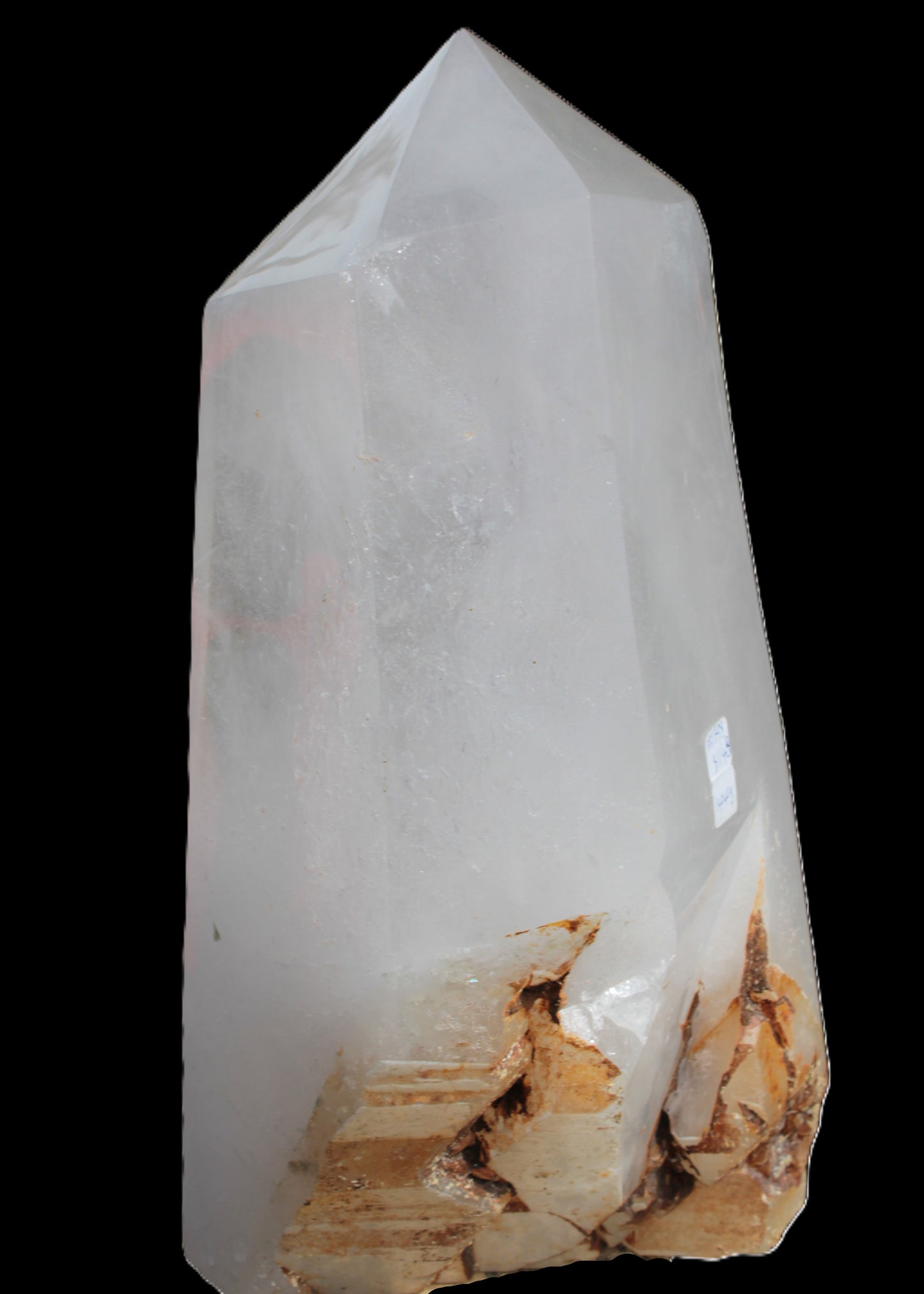 Clear White Quartz obelisk 14040g in sunlight