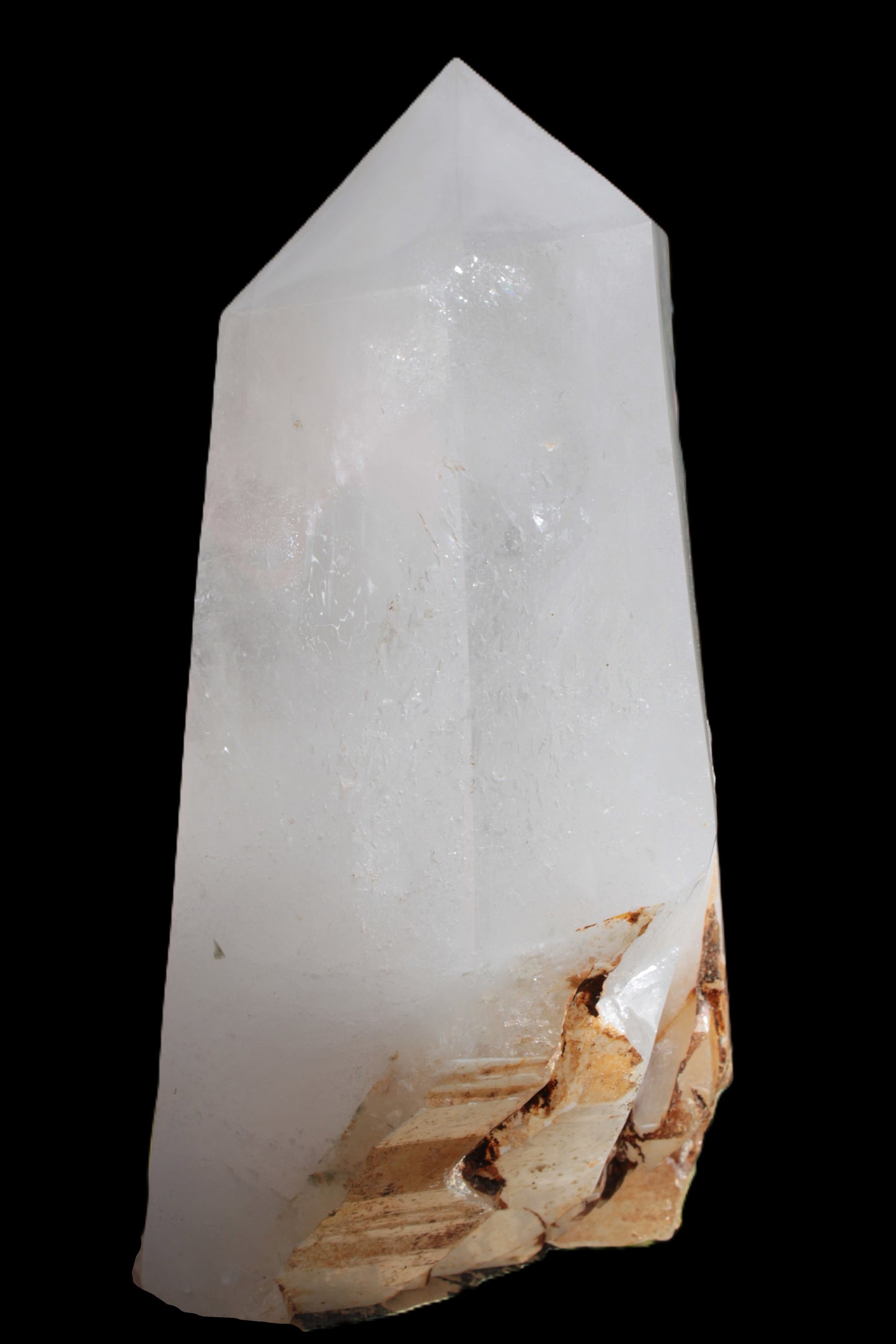 Clear White Quartz obelisk 14040g in sunlight