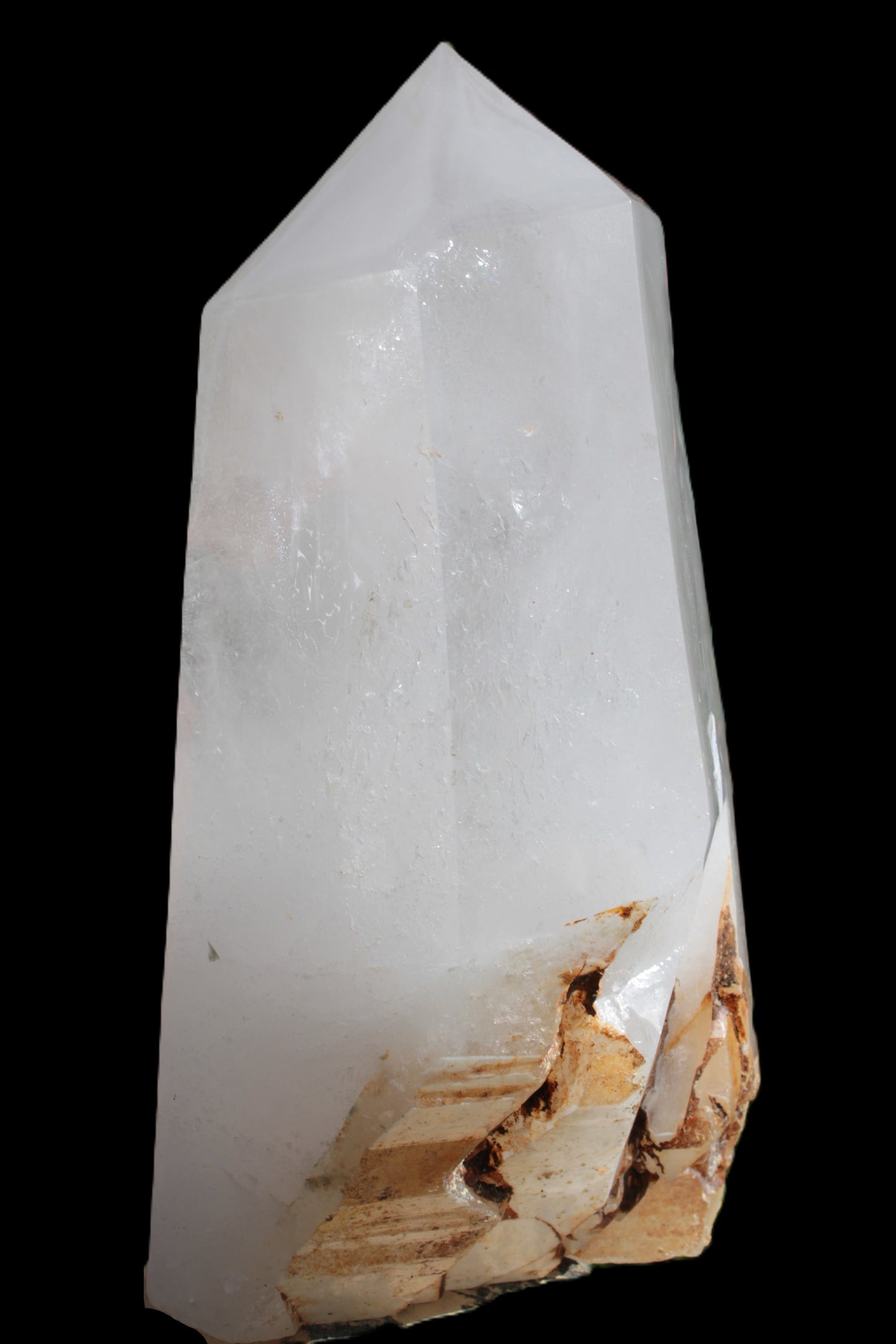Clear White Quartz obelisk 14040g in sunlight