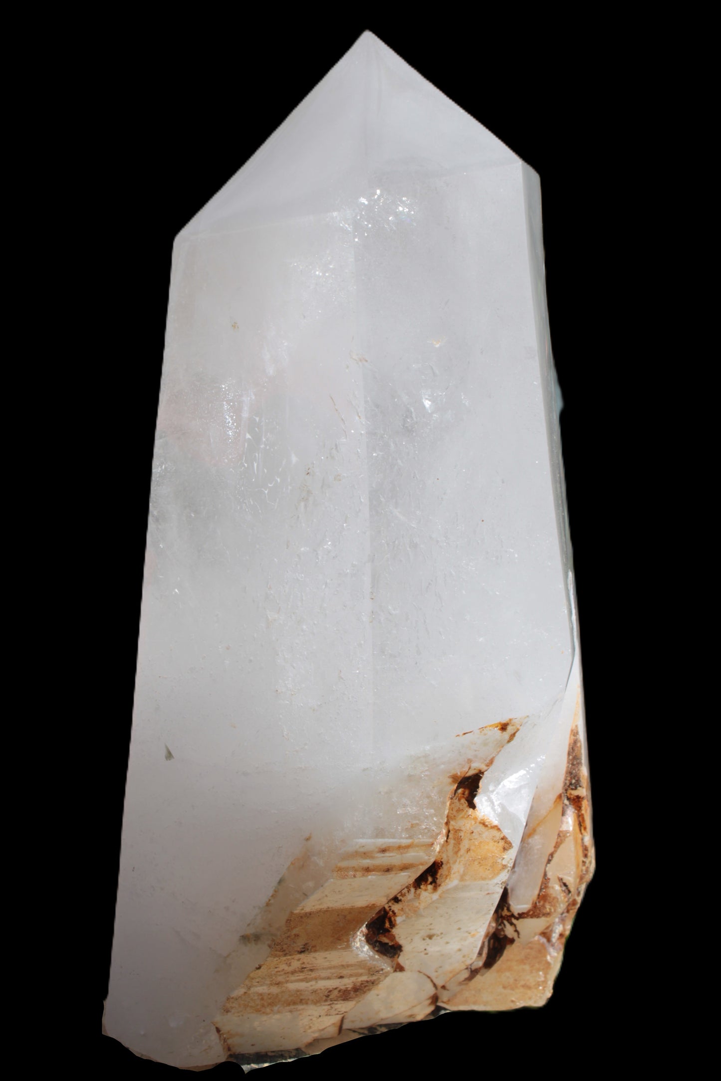 Clear White Quartz obelisk 14040g in sunlight