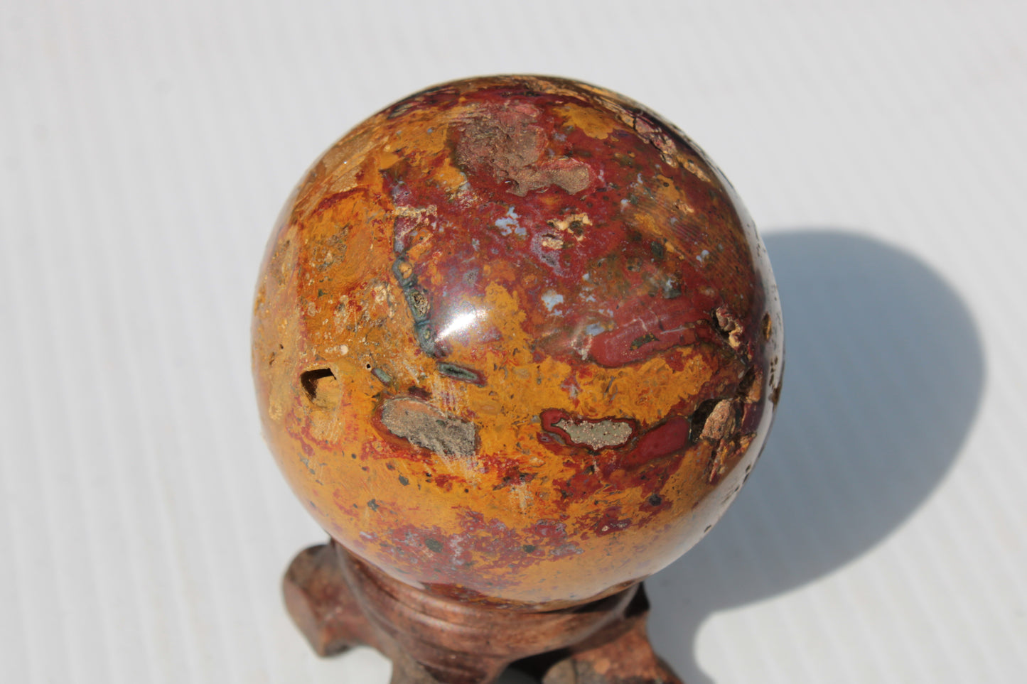 Teardrop Jasper sphere 313g Rocks and Things