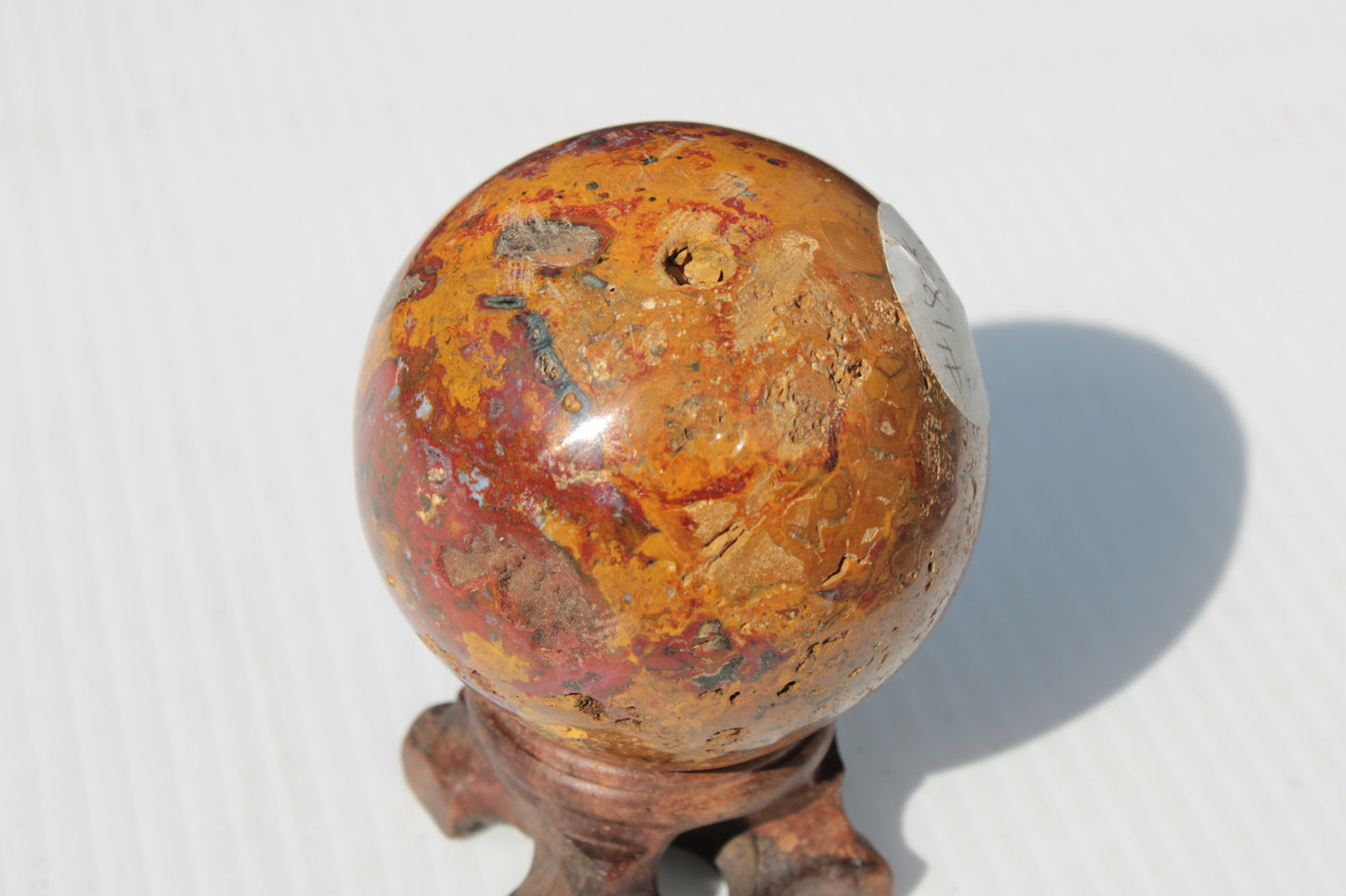 Teardrop Jasper sphere 313g Rocks and Things