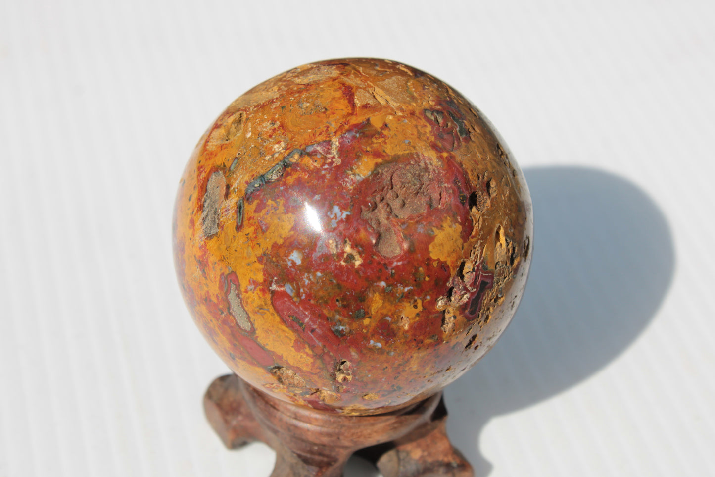 Teardrop Jasper sphere 313g Rocks and Things