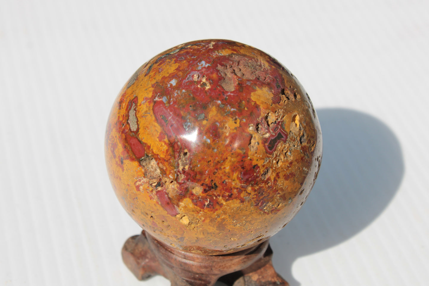 Teardrop Jasper sphere 313g Rocks and Things