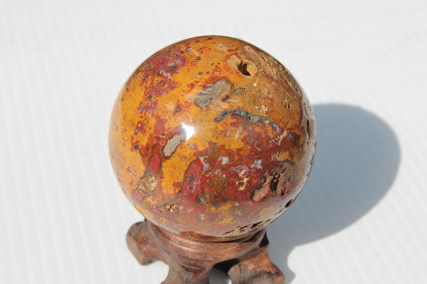 Teardrop Jasper sphere 313g Rocks and Things