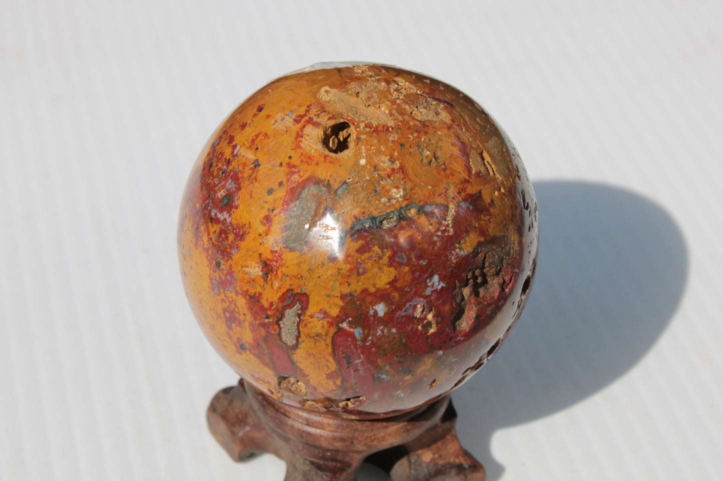 Teardrop Jasper sphere 313g Rocks and Things