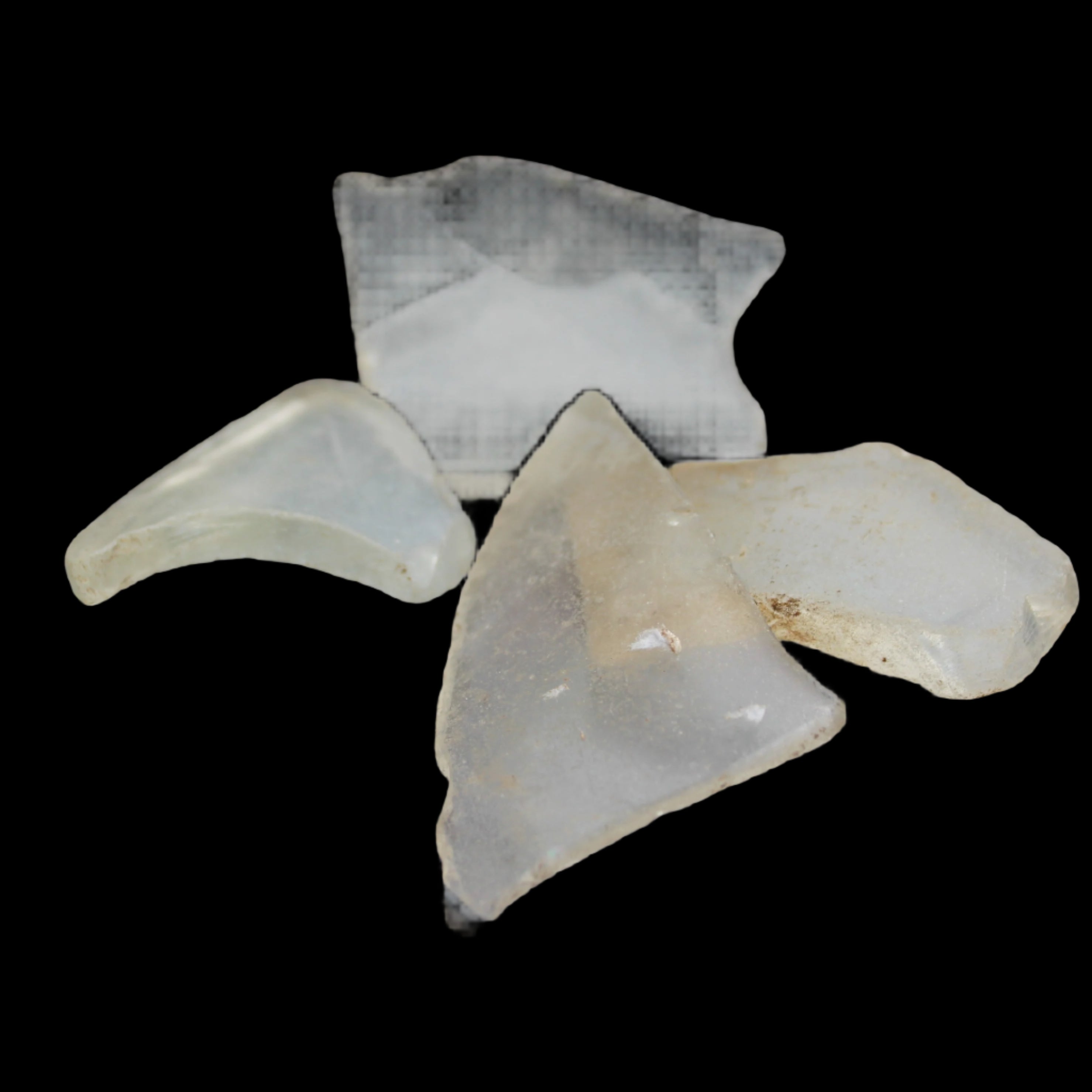 Clear river Glass finds from Reedy Creek, Eldorado, Victoria 4 pieces  - Rocks and Things Store