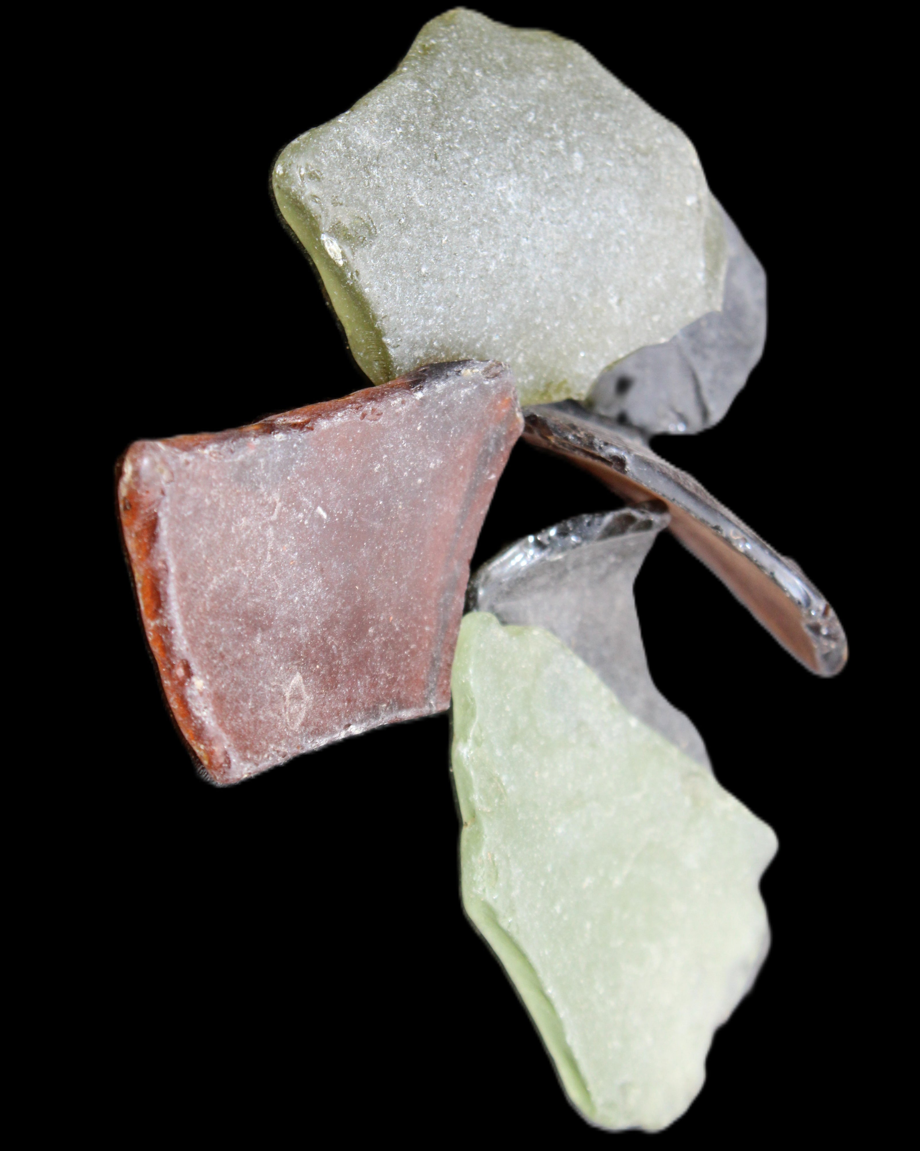 Reedy Creek river glass, 6 pieces in sunlight - Rocks and Things Store