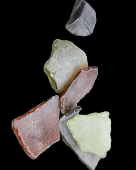 Reedy Creek river glass, 6 pieces in sunlight - Rocks and Things Store