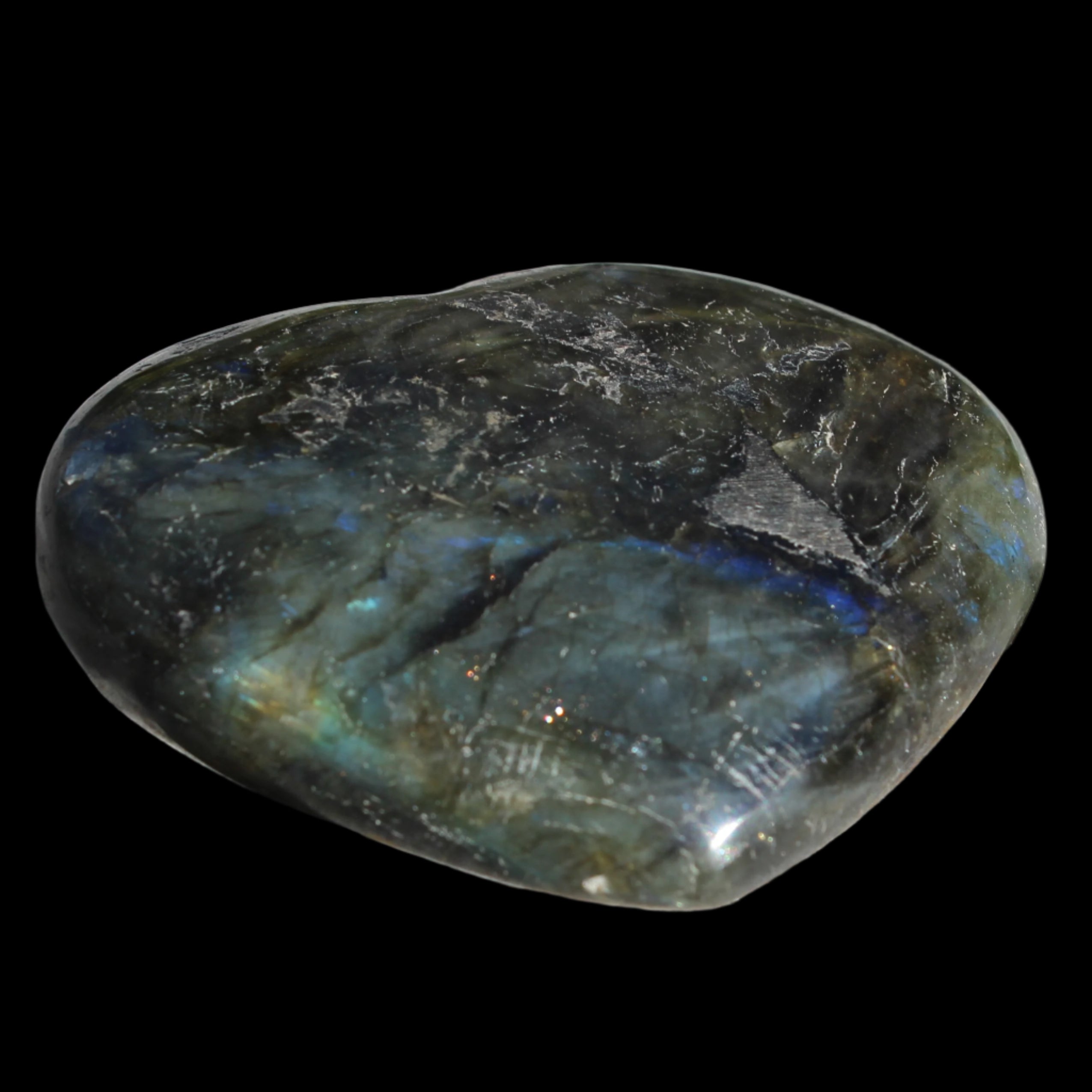 Labradorite heart 142g in sunlight - Rocks and Things Store