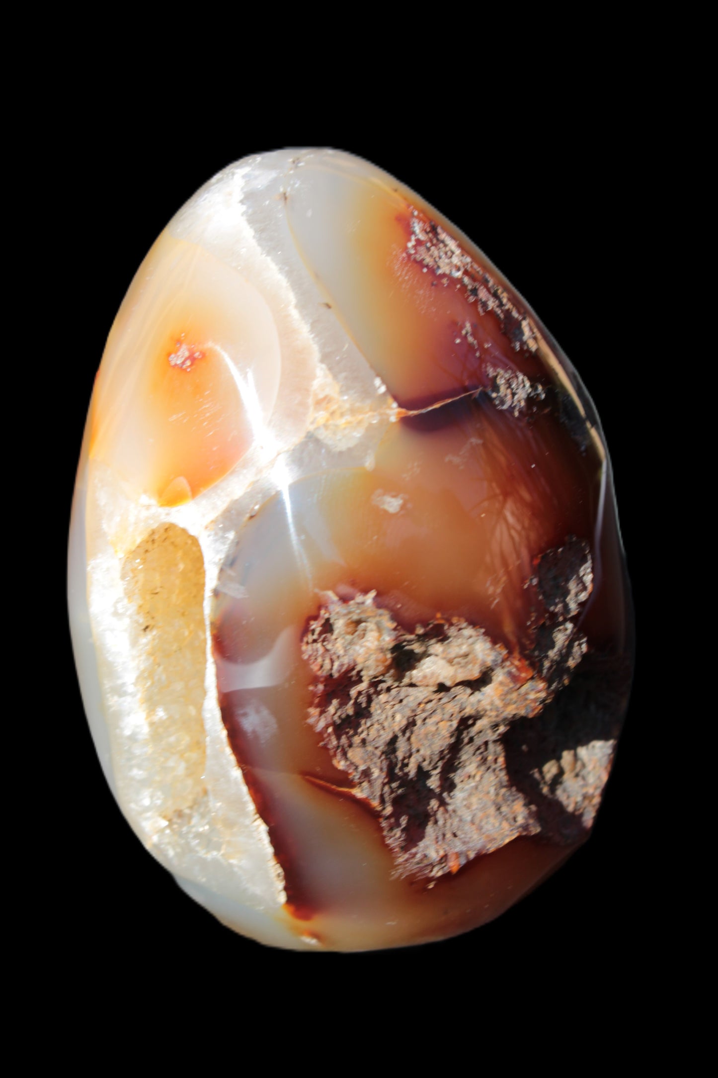 Chocolate Agate crystal cave geode 498g