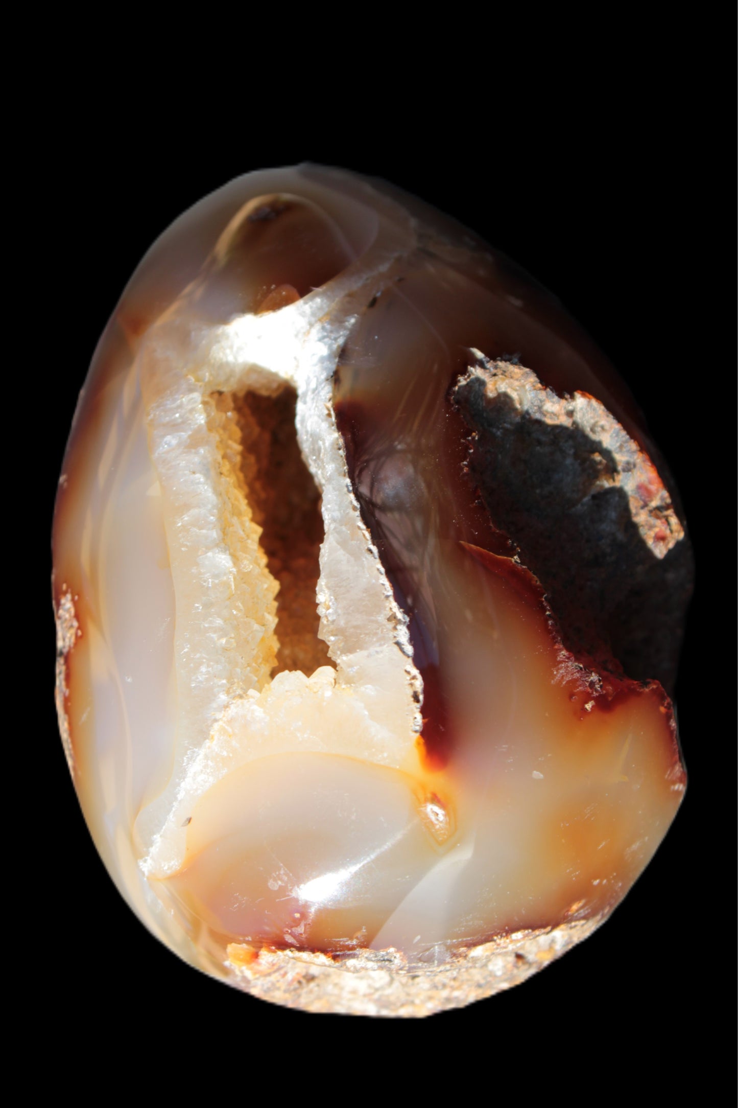 Chocolate Agate crystal cave geode 498g