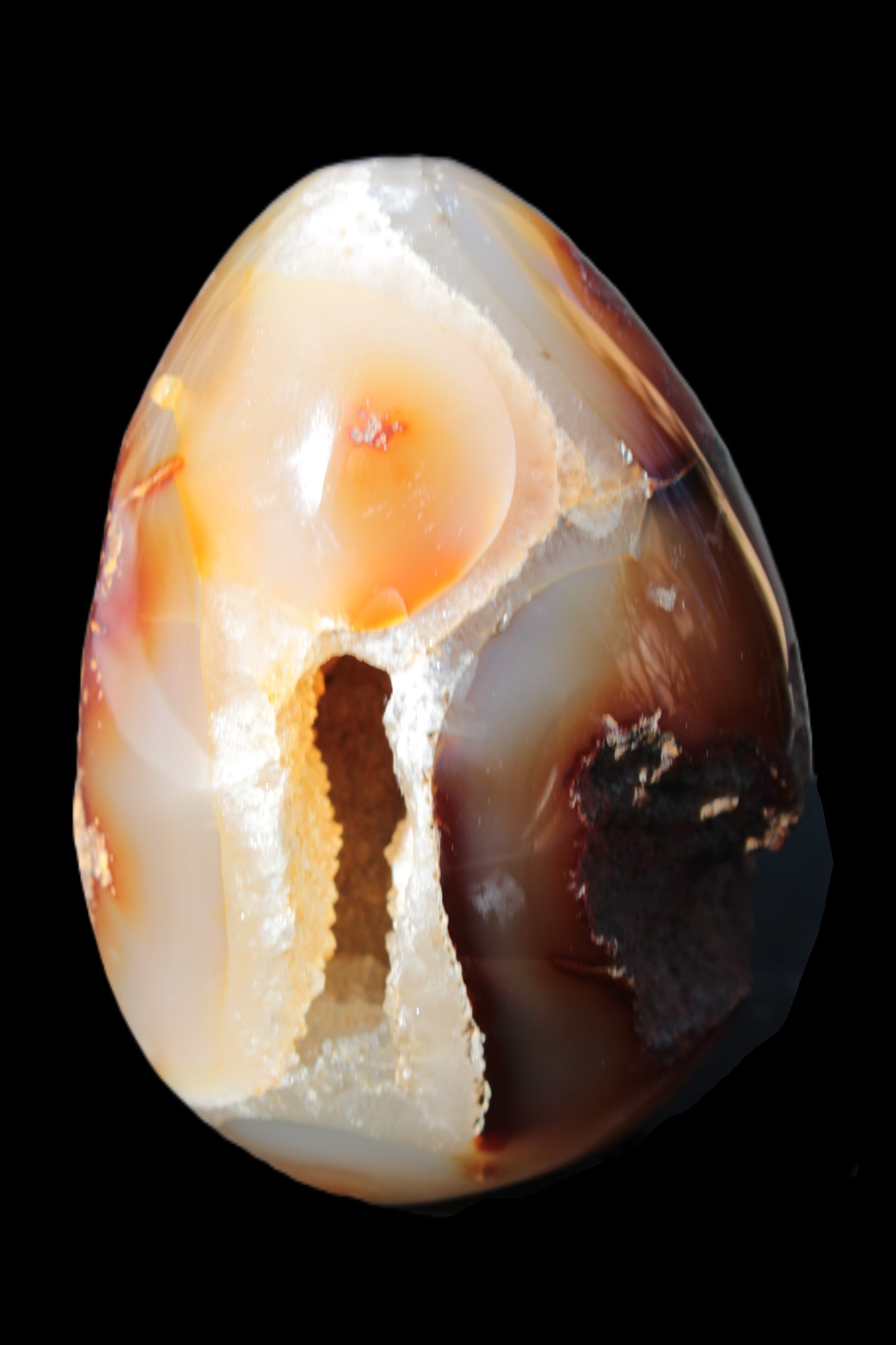 Chocolate Agate crystal cave geode 498g