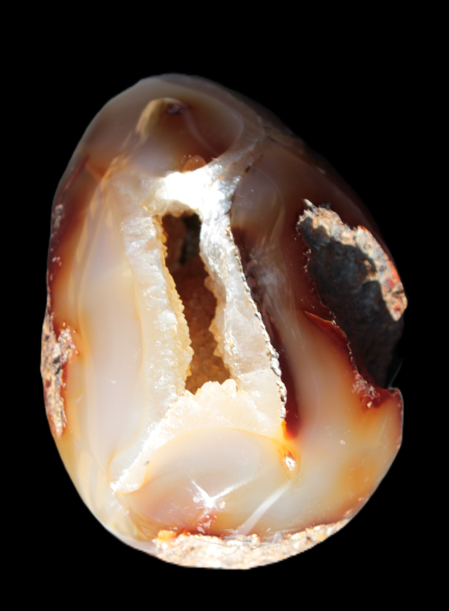 Chocolate Agate crystal cave geode 498g