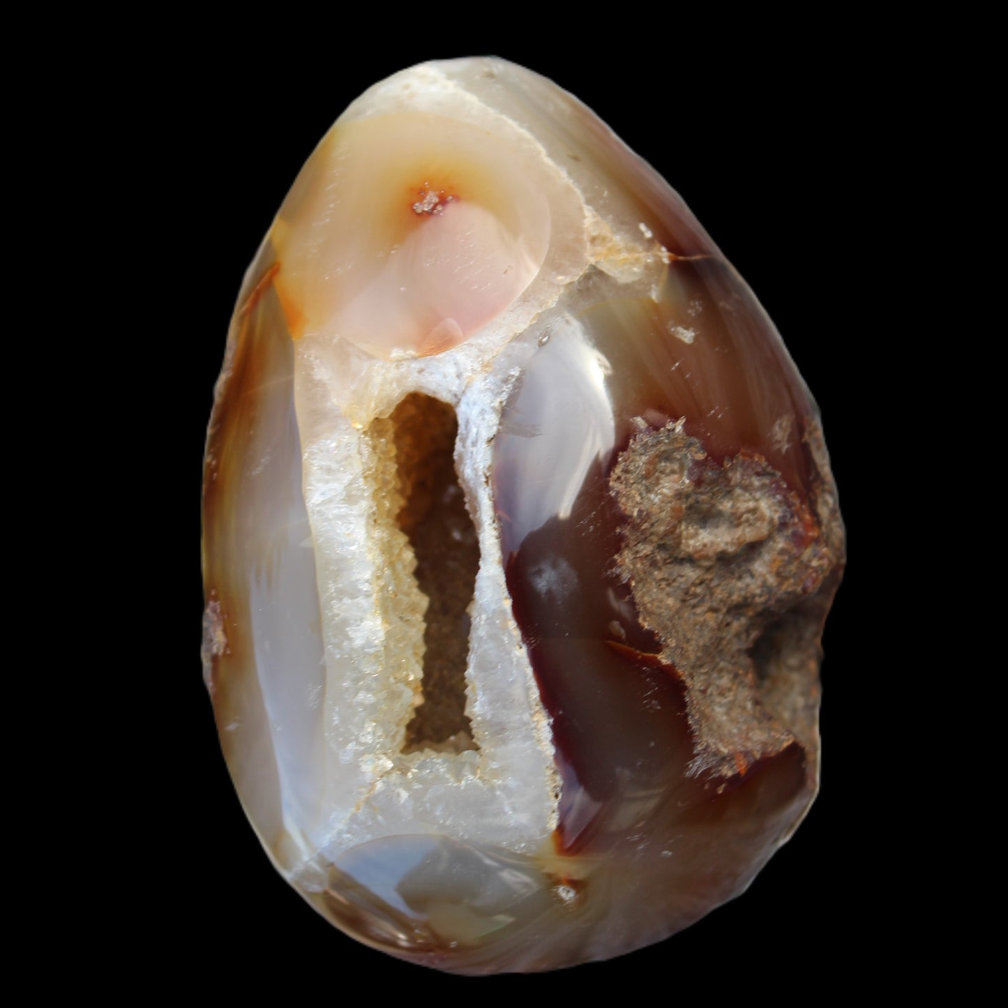 Chocolate Agate crystal cave geode 498g
