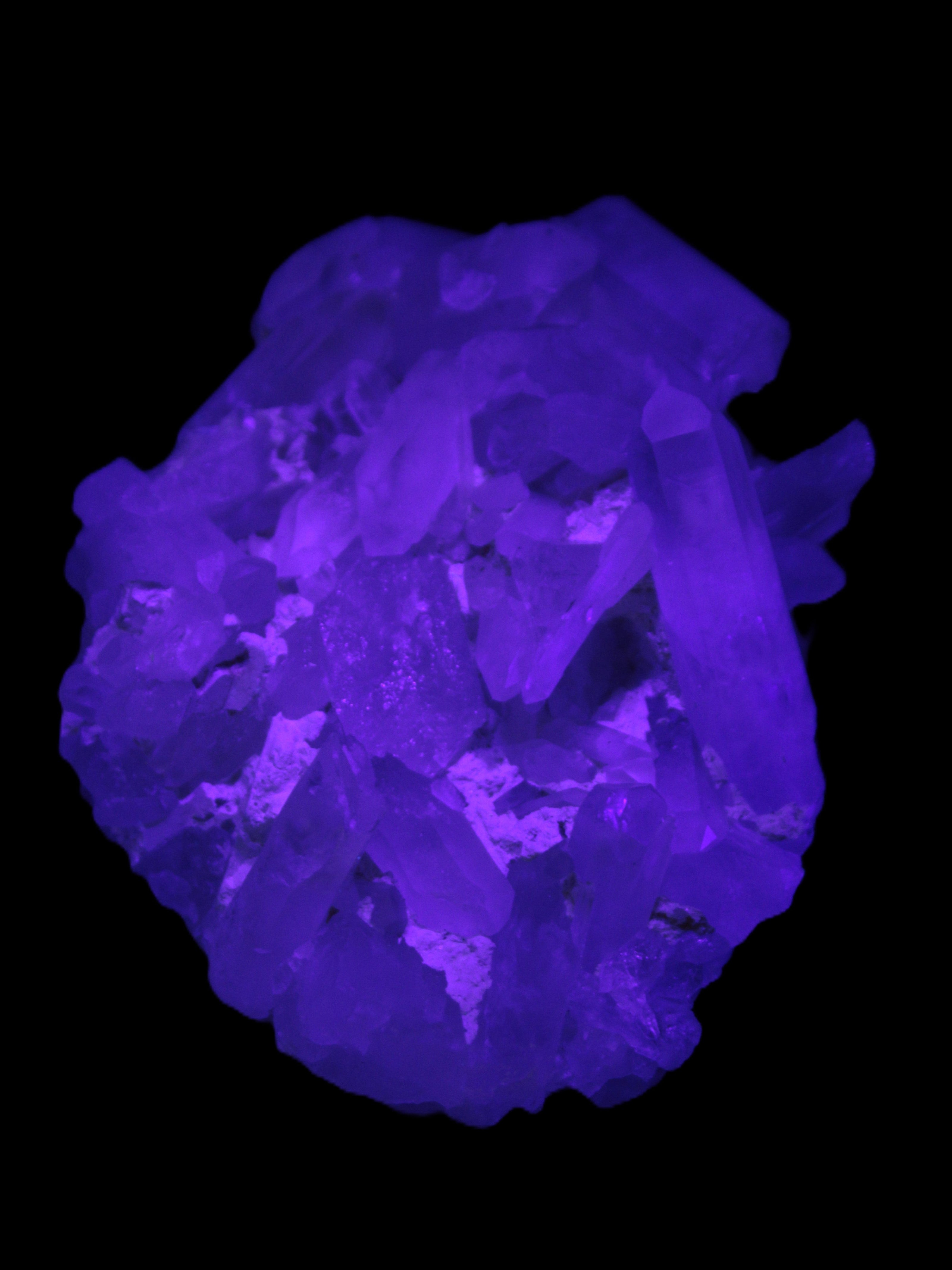 Clear Quartz cluster 100*77*33mm 242g in UV light - Rocks and Things Store