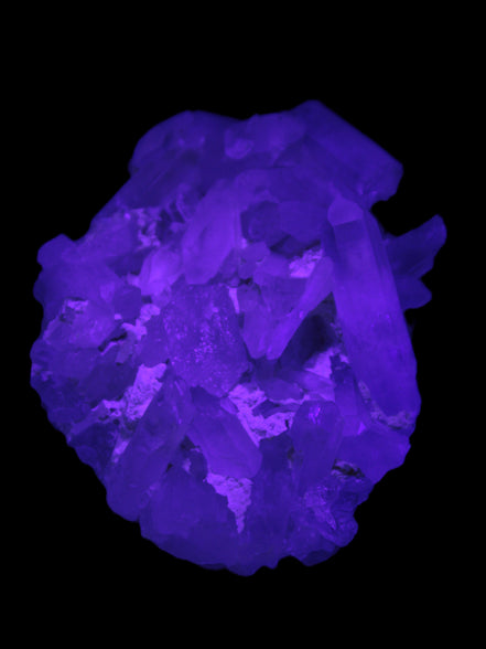 Clear Quartz cluster 100*77*33mm 242g in UV light - Rocks and Things Store