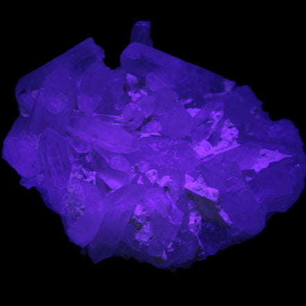 Clear Quartz cluster 100*77*33mm 242g in UV light - Rocks and Things Store