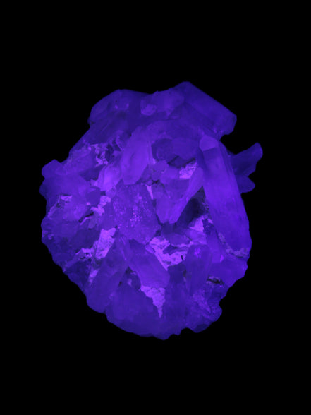 Clear Quartz cluster 100*77*33mm 242g in UV light - Rocks and Things Store