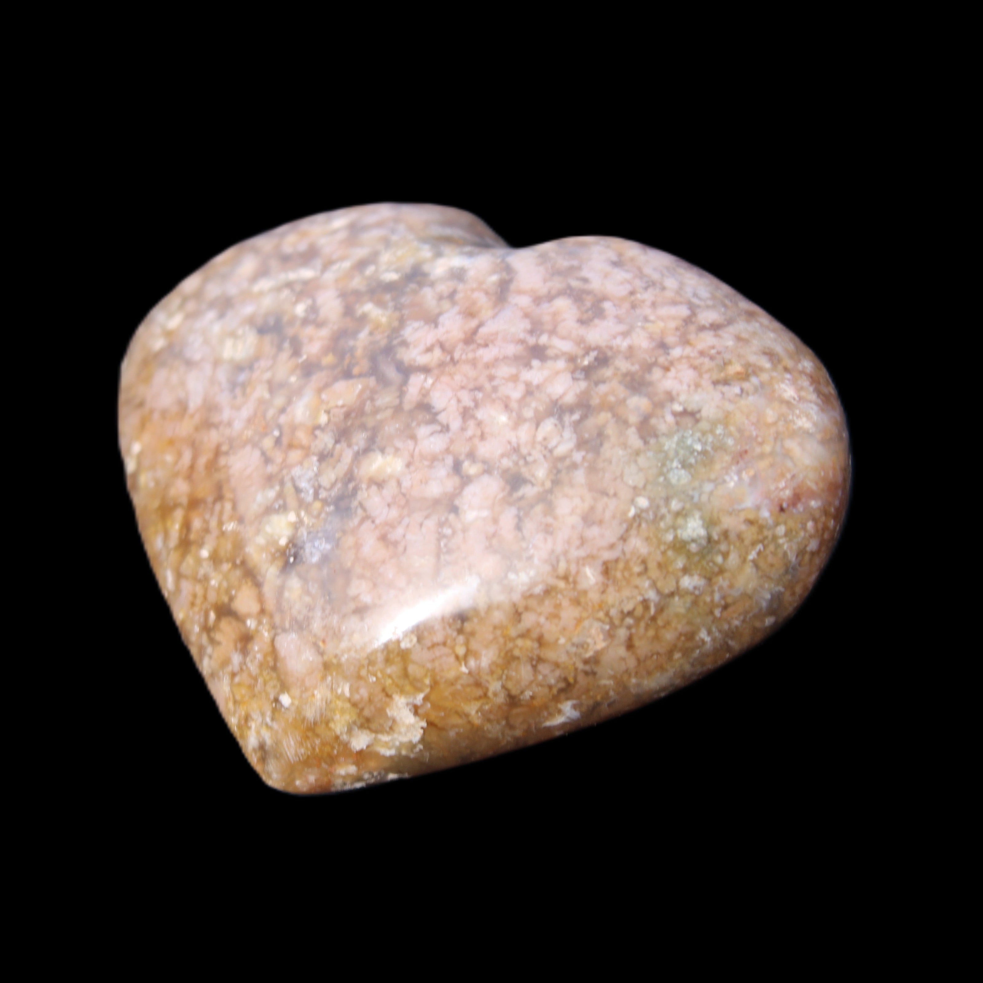 Cherry Blossom Agate heart 89g in sunlight - Rocks and Things Store