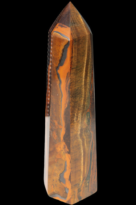 Tigers Eye Obelisk 1150g in sunlight, Rocks and Things Store