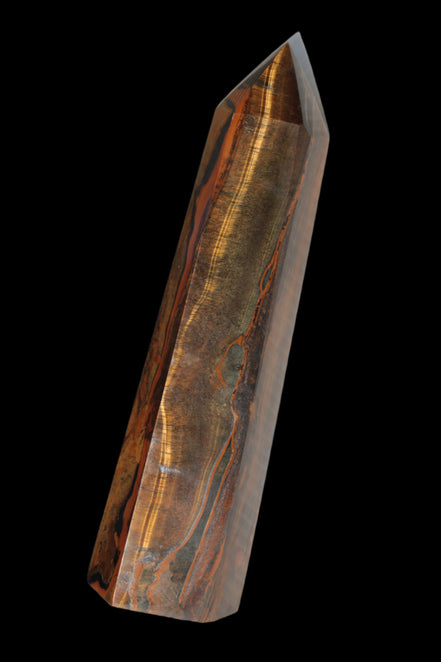 Tigers Eye Obelisk 1150g in sunlight, Rocks and Things Store