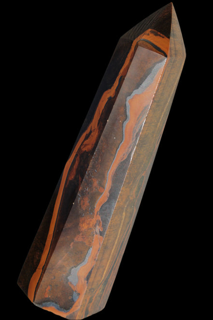 Tigers Eye Obelisk 1150g in sunlight, Rocks and Things Store