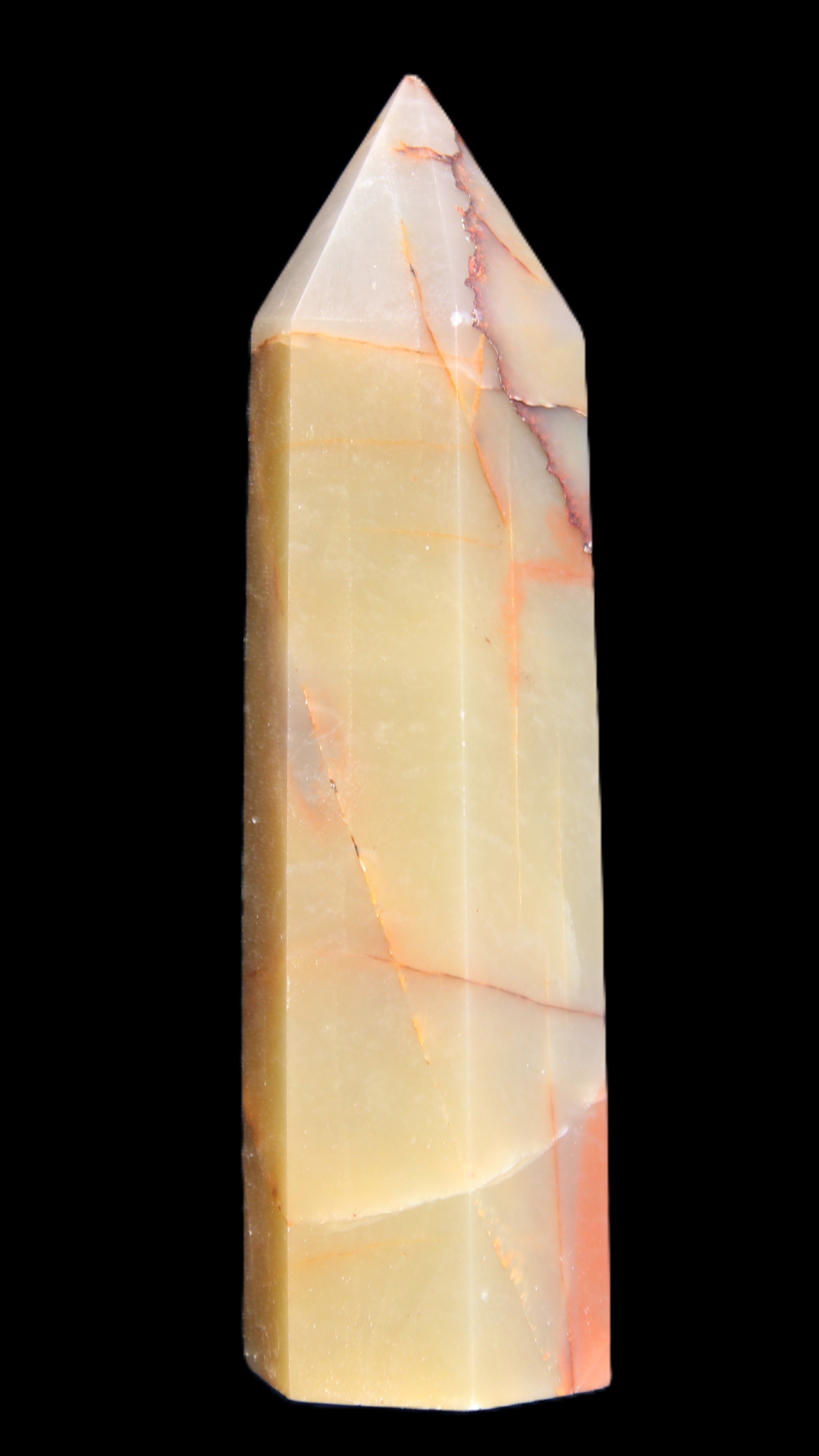 Red and Yellow Chalcedony wand 90g in sunlight - Rocks and Things Store