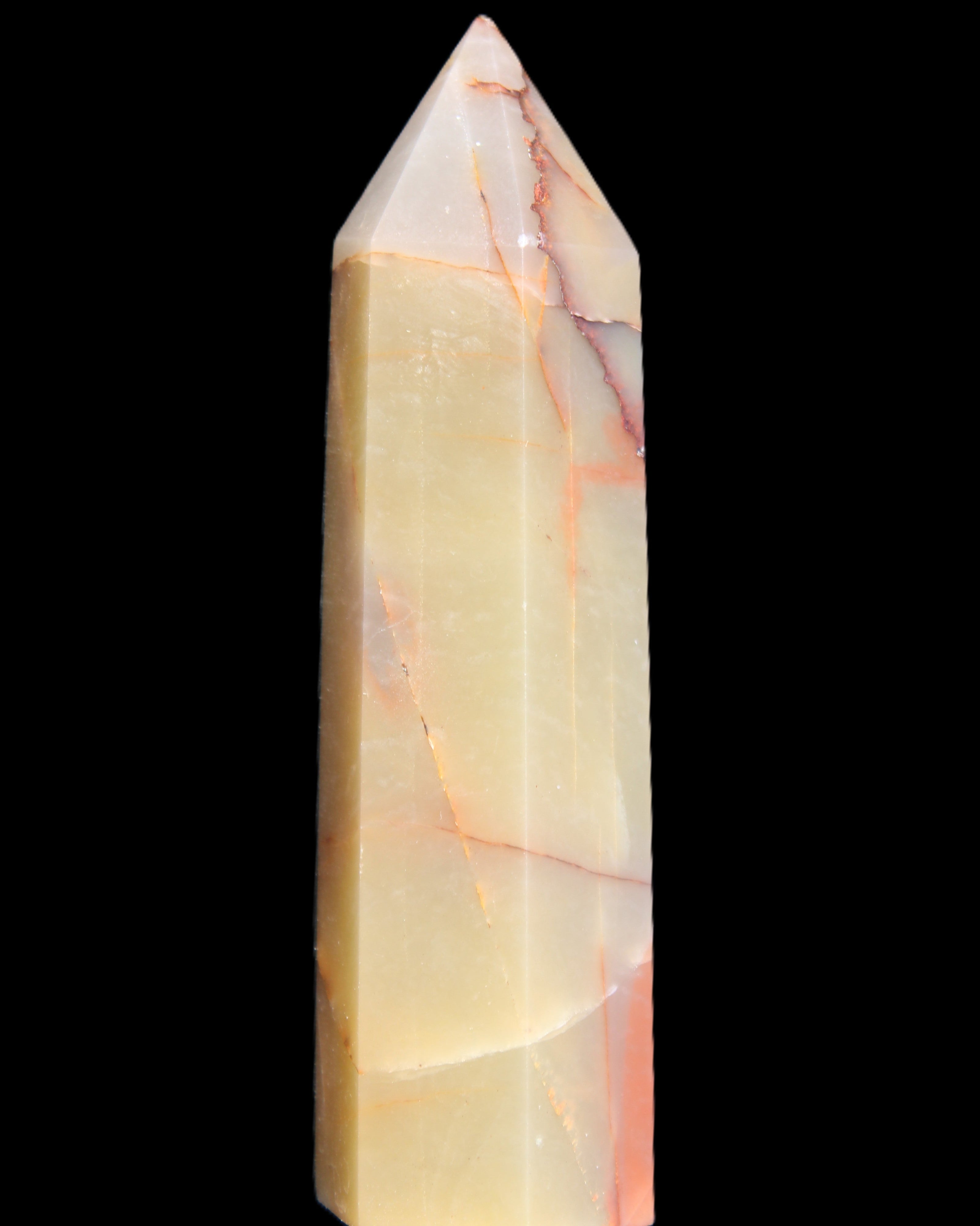 Red and Yellow Chalcedony wand 90g in sunlight - Rocks and Things Store