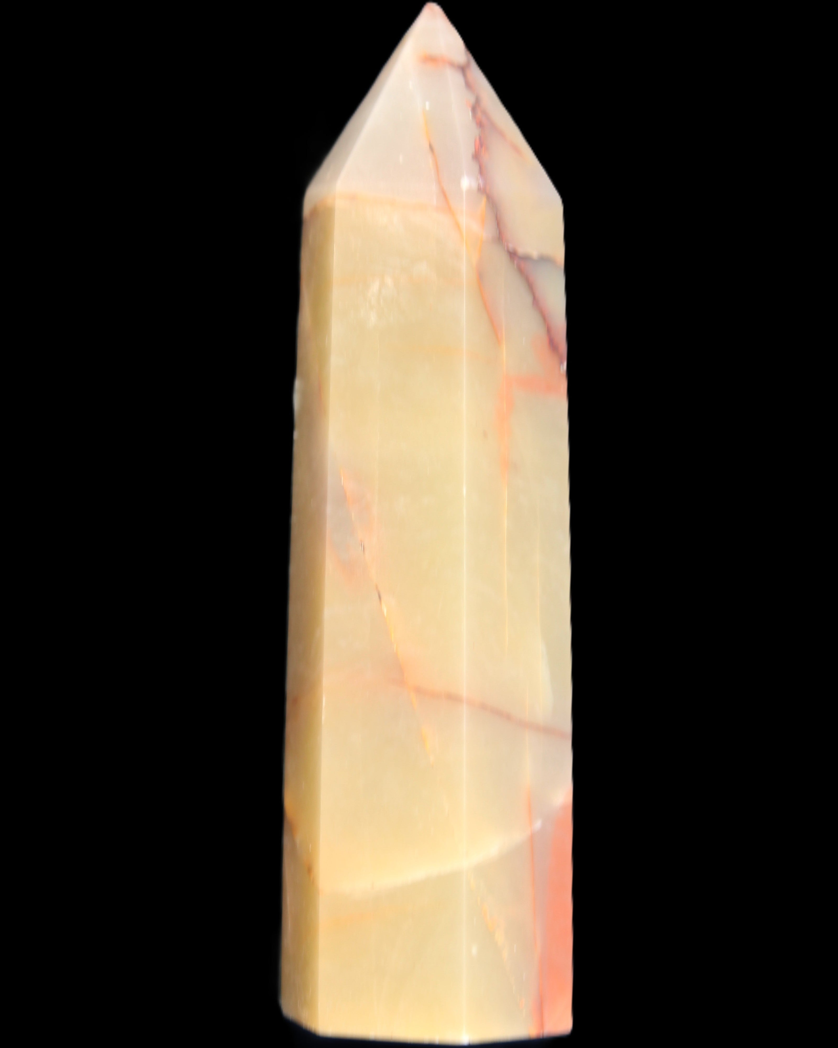 Red and Yellow Chalcedony wand 90g in sunlight - Rocks and Things Store