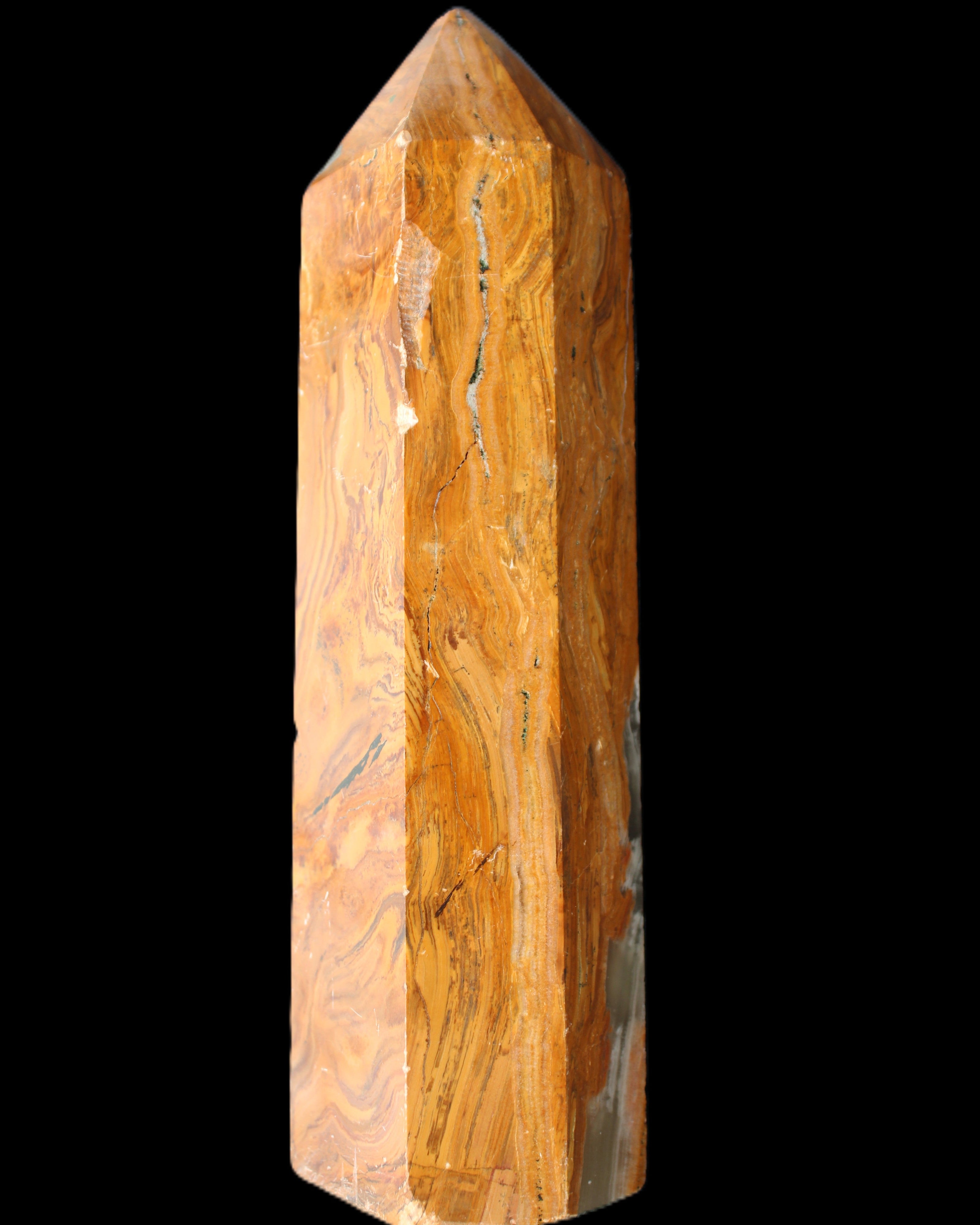 Afghan Jade Serpentine obelisk 764g in sunlight - Rocks and Things Store