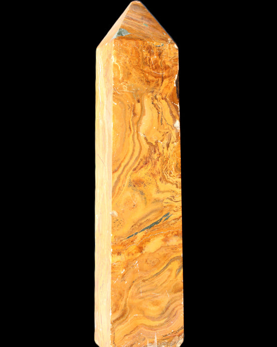 Afghan Jade Serpentine obelisk 764g in sunlight - Rocks and Things Store