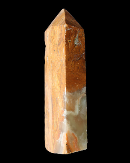 Afghan Jade Serpentine obelisk 764g in sunlight - Rocks and Things Store