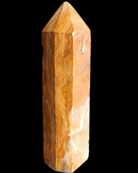 Afghan Jade Serpentine obelisk 764g in sunlight - Rocks and Things Store