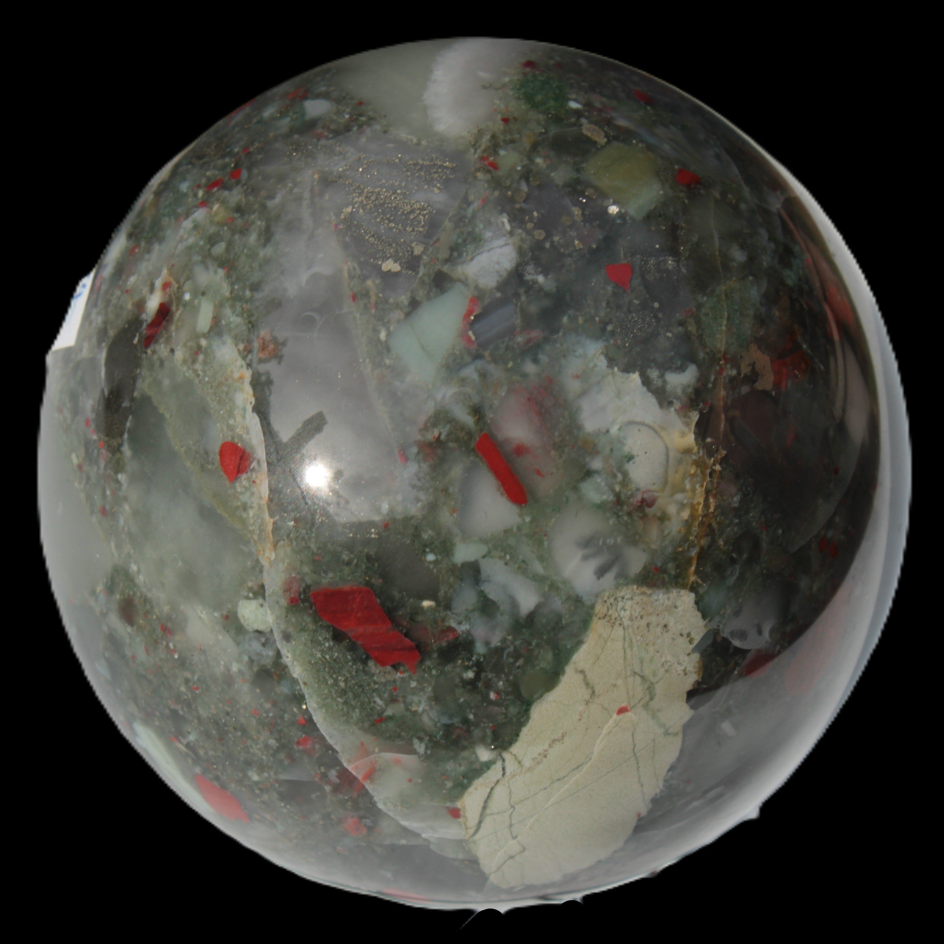 African Bloodstone sphere 84mm 831g - Rocks and Things Store