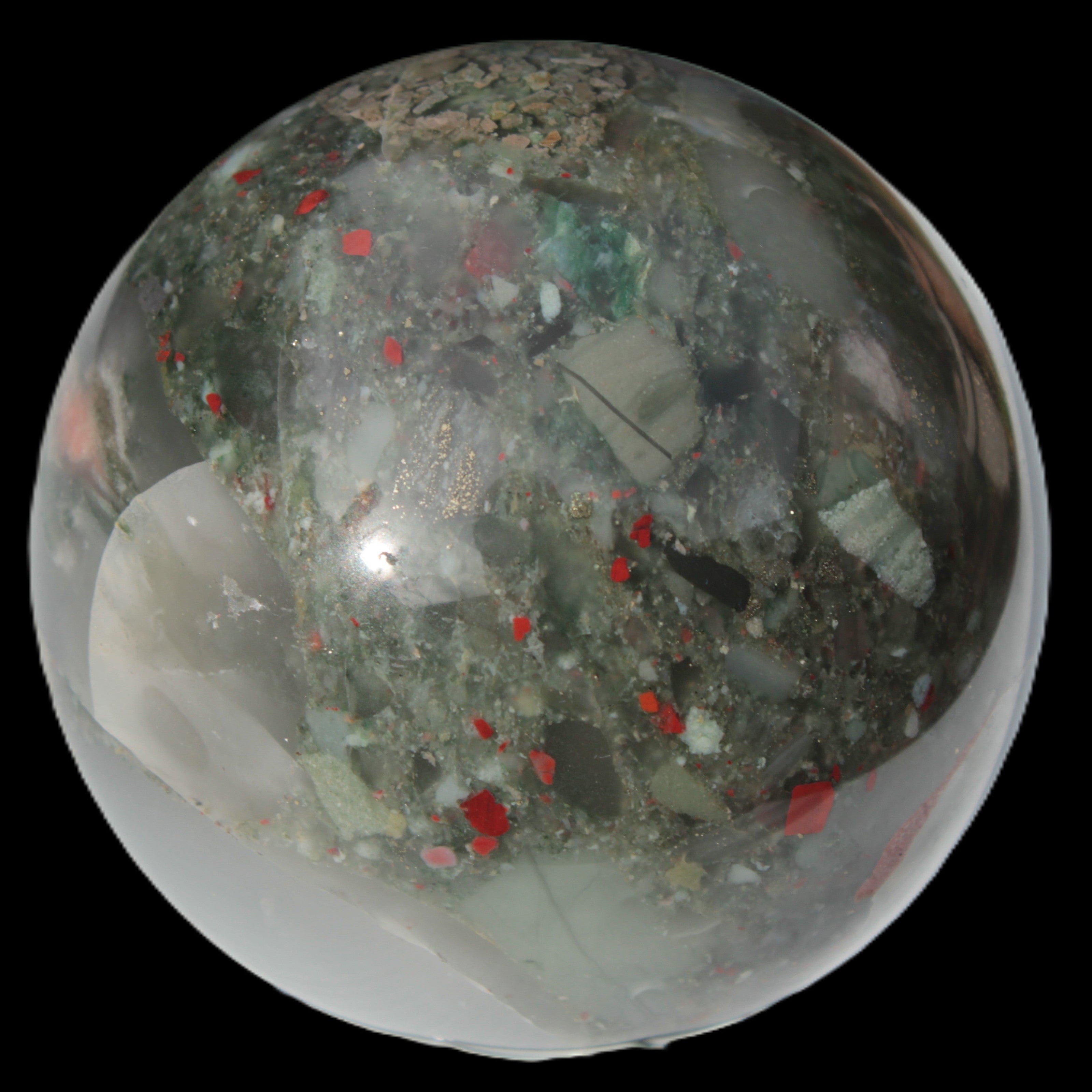African Bloodstone sphere 84mm 831g - Rocks and Things Store