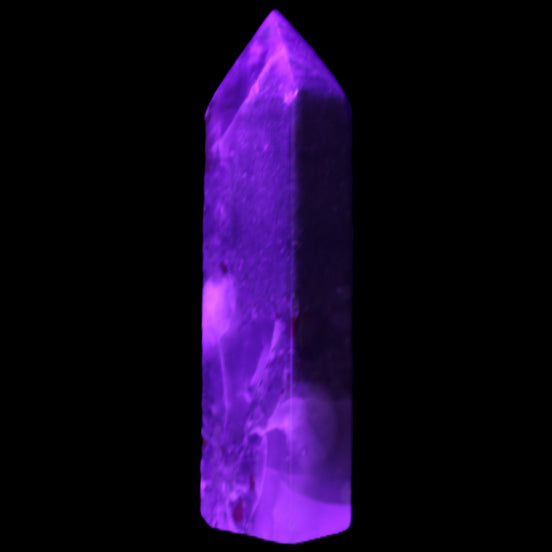 African Bloodstone obelisk 347g in UV light - Rocks and Things Store