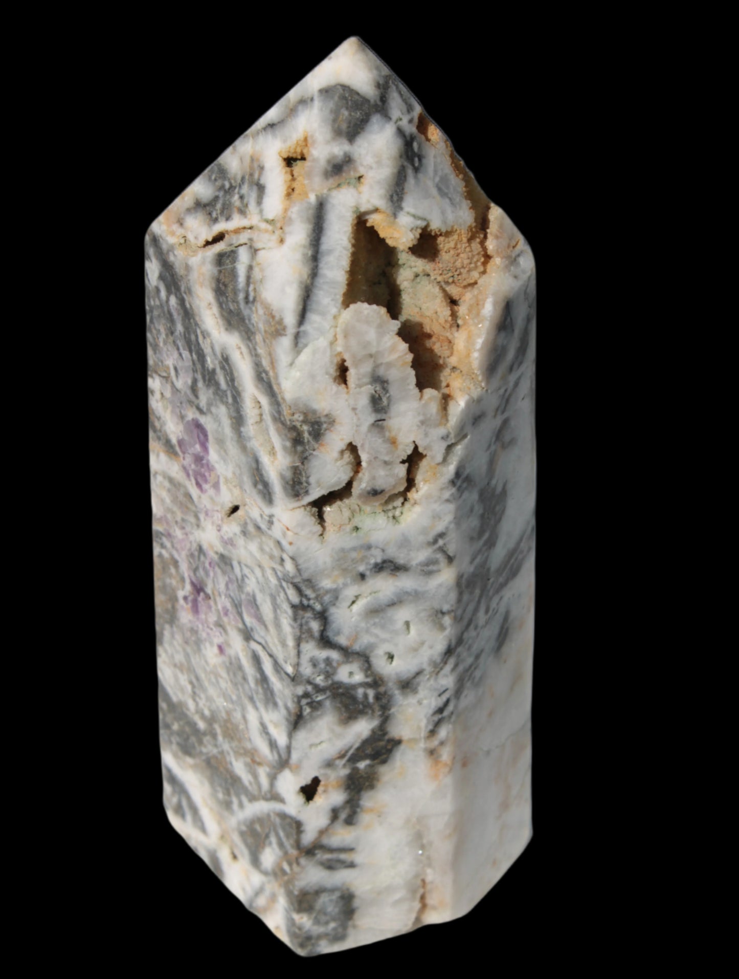Purple Fantasy Fluorite obelisk drusy 1078g in sunlight - Rocks and Things Store