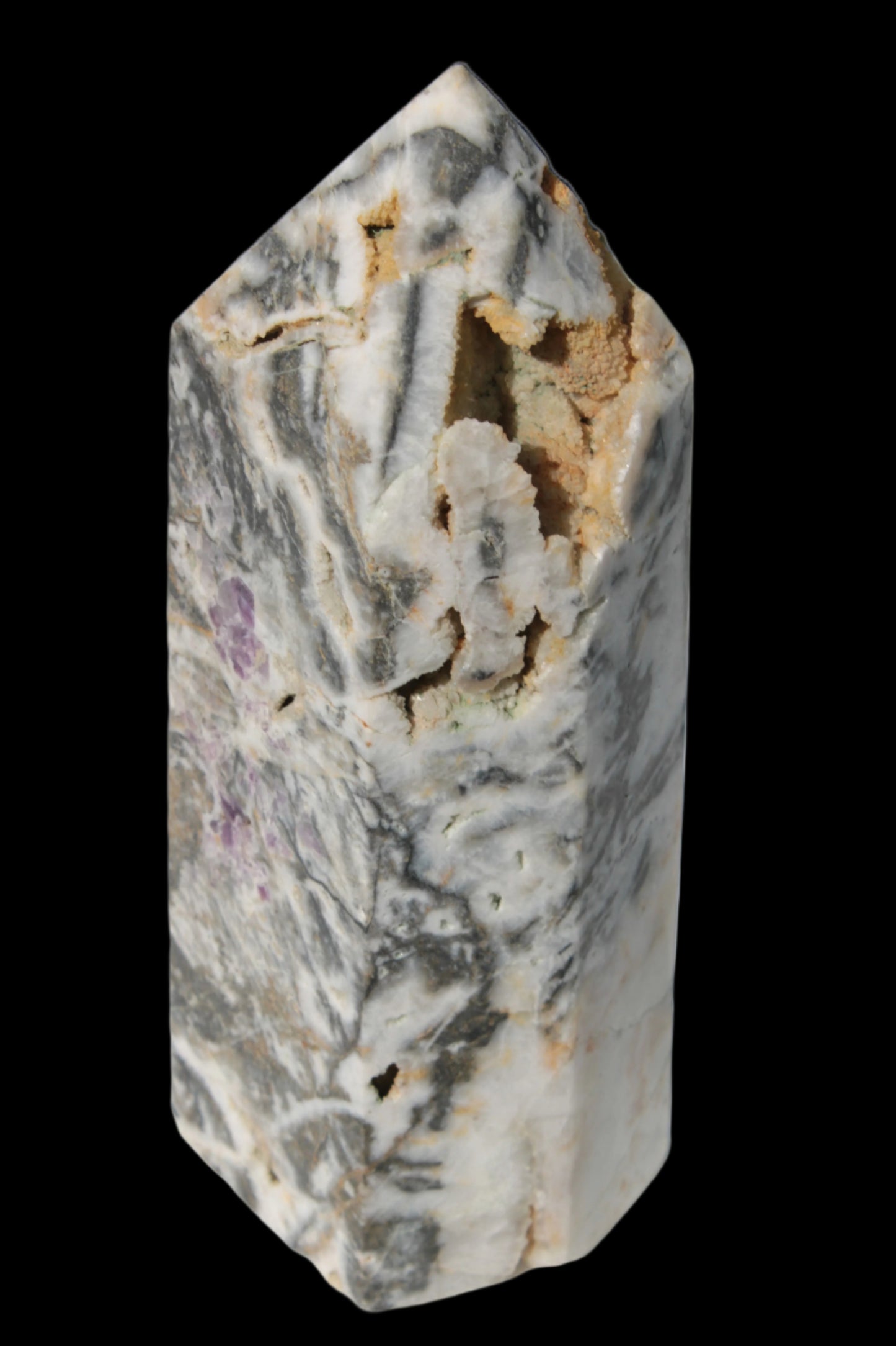 Purple Fantasy Fluorite obelisk drusy 1078g in sunlight - Rocks and Things Store