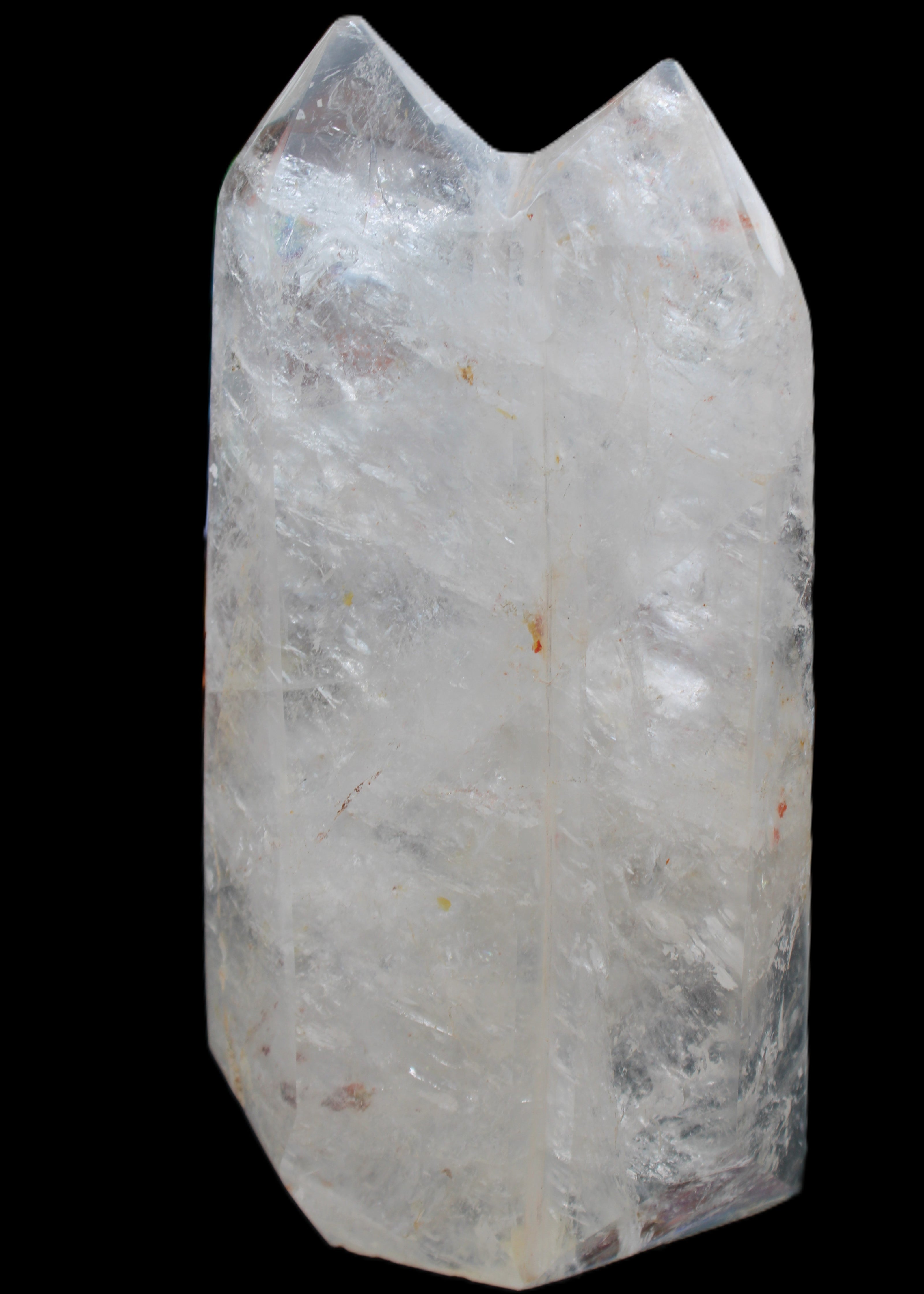 Clear Quartz double-pillar obelisk 1585g in sunlight - Rocks and Things Store