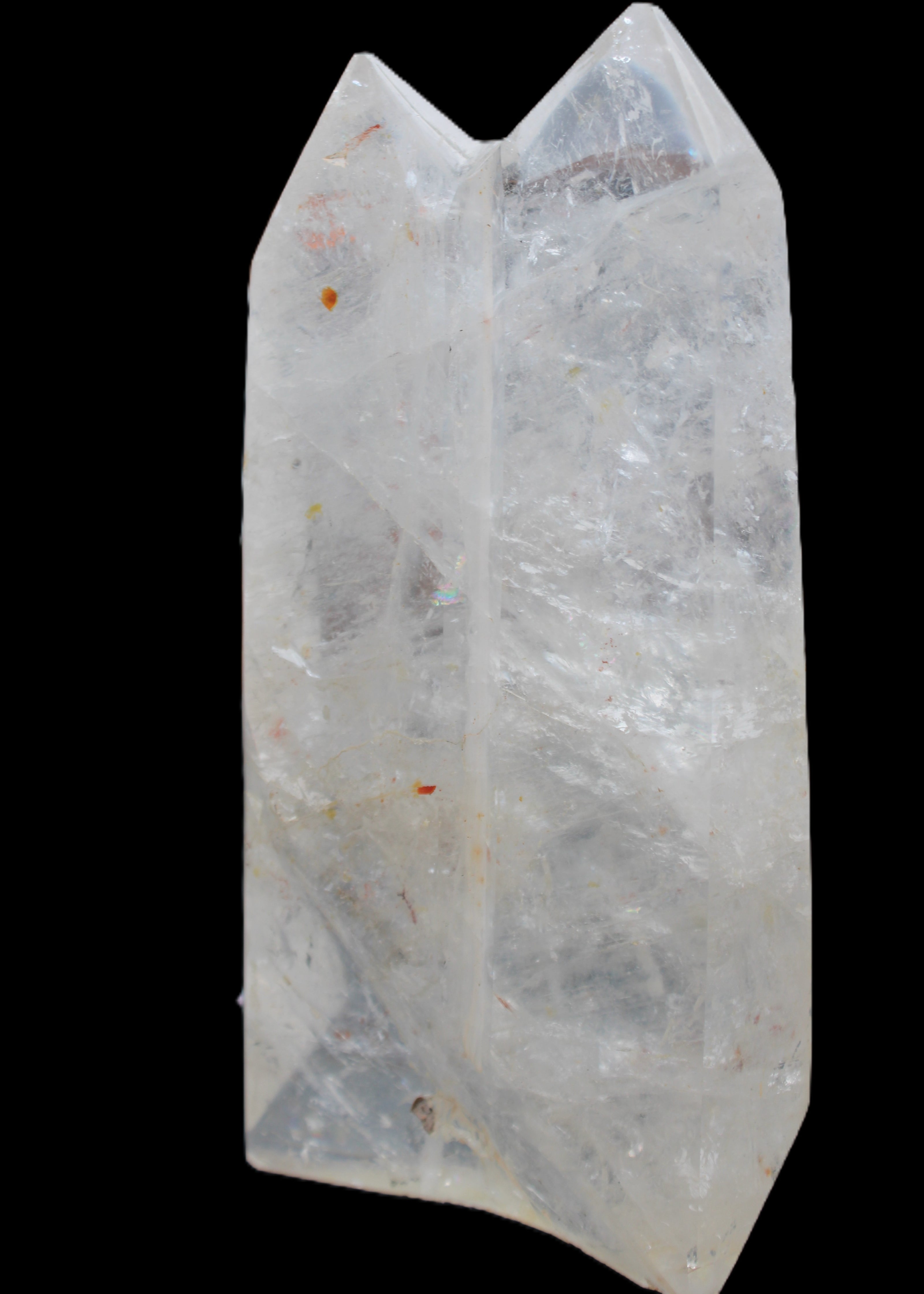 Clear Quartz double-pillar obelisk 1585g in sunlight - Rocks and Things Store