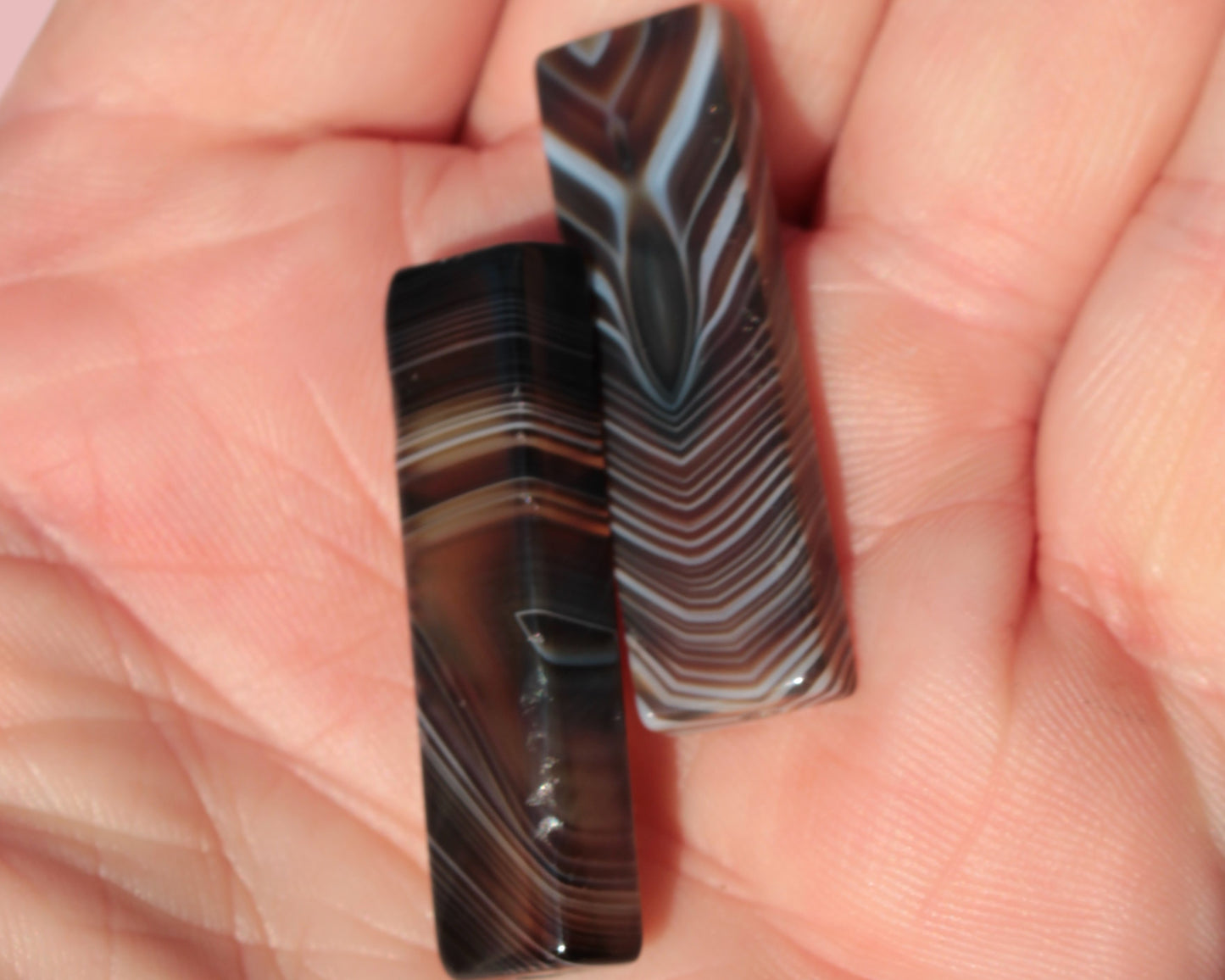 Persian Silk Agate 2 flat polished drilled beads 8-10g Rocks and Things