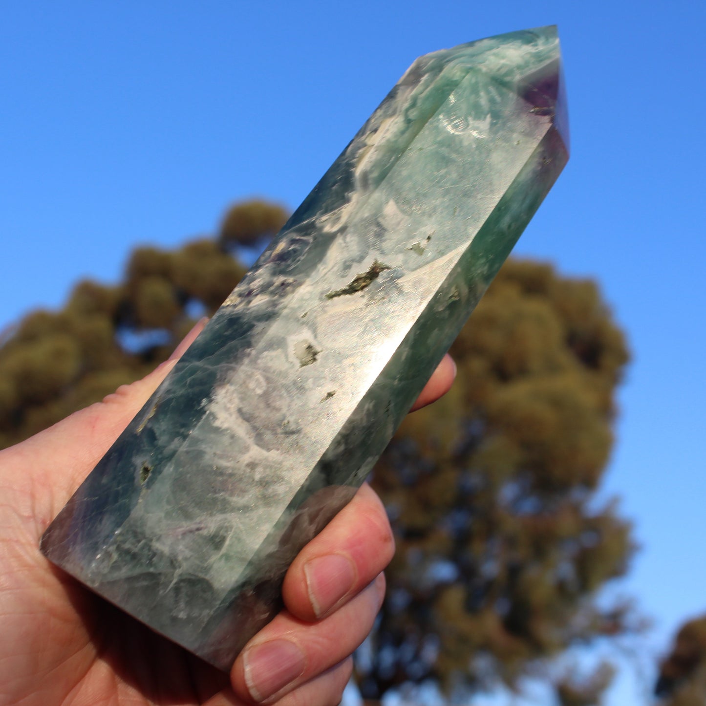 Fluorite obelisk 766g Rocks and Things