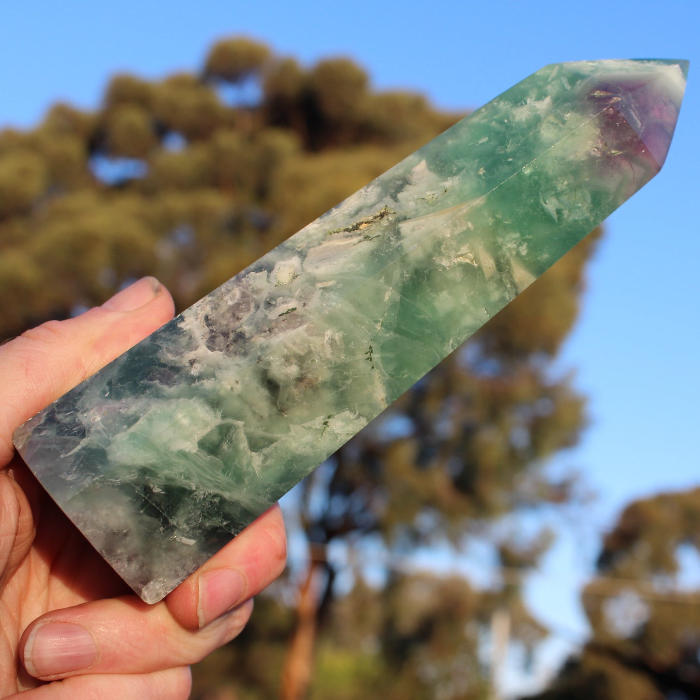 Fluorite obelisk 766g Rocks and Things
